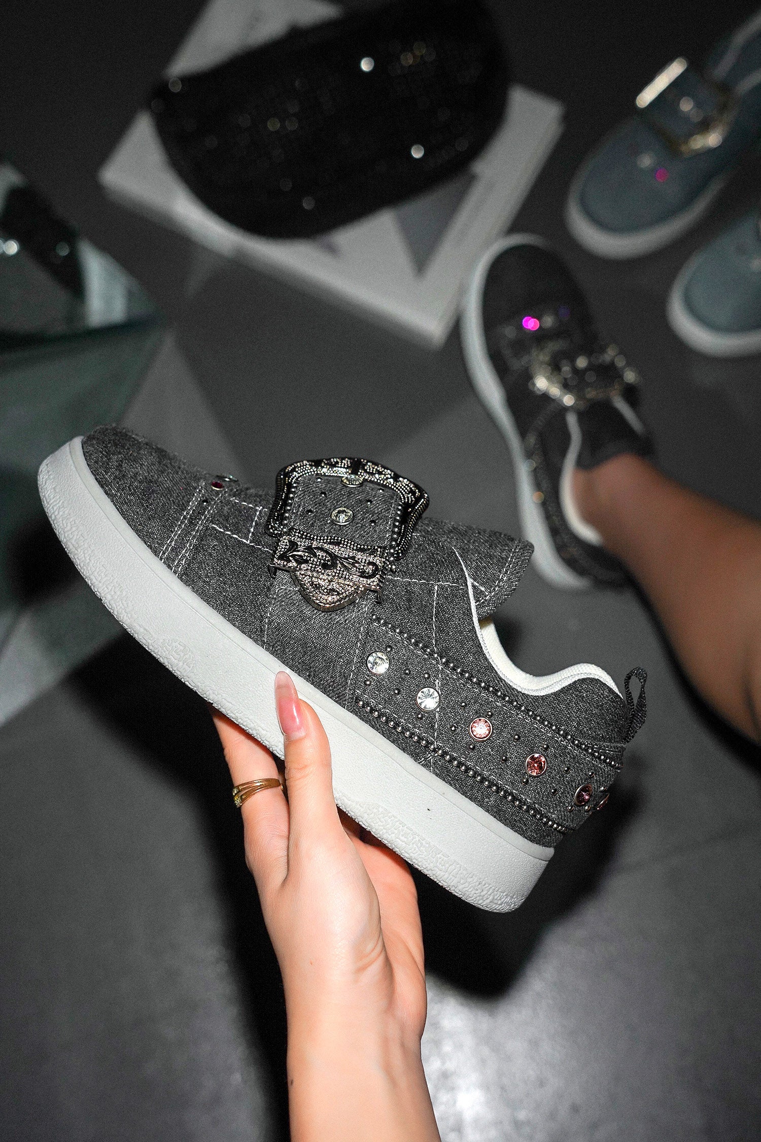 Audra Casual Sneaker With Decorative Buckle Black – Cape Robbin