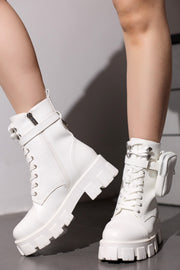 Monalisa Women's  Ankle Booties with Side Zipper & Pouch - Off White - Cape Robbin