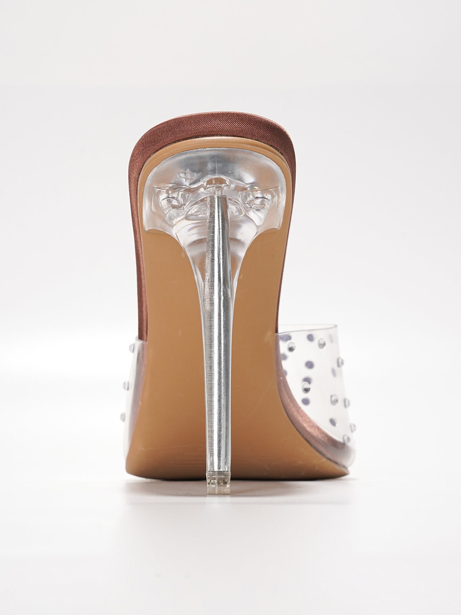 Brisa Clear Slip-On Rhinestone Transparent Straps, Square Toe Stiletto Heels - Copper - Cape Robbin