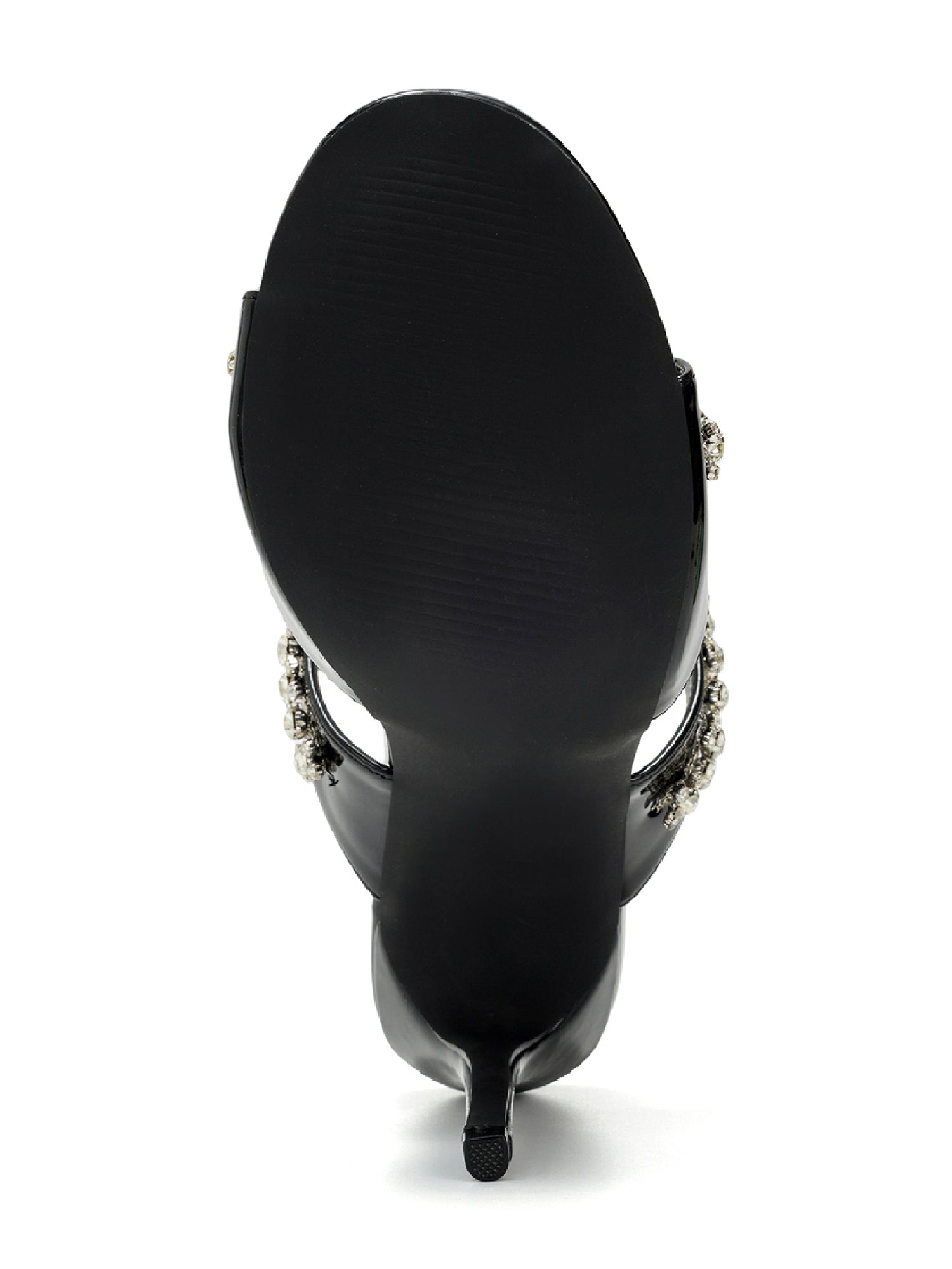 Carie Dressy Rhinestone Heeled Sandals - Slip On Mules with Stiletto Heel - Black