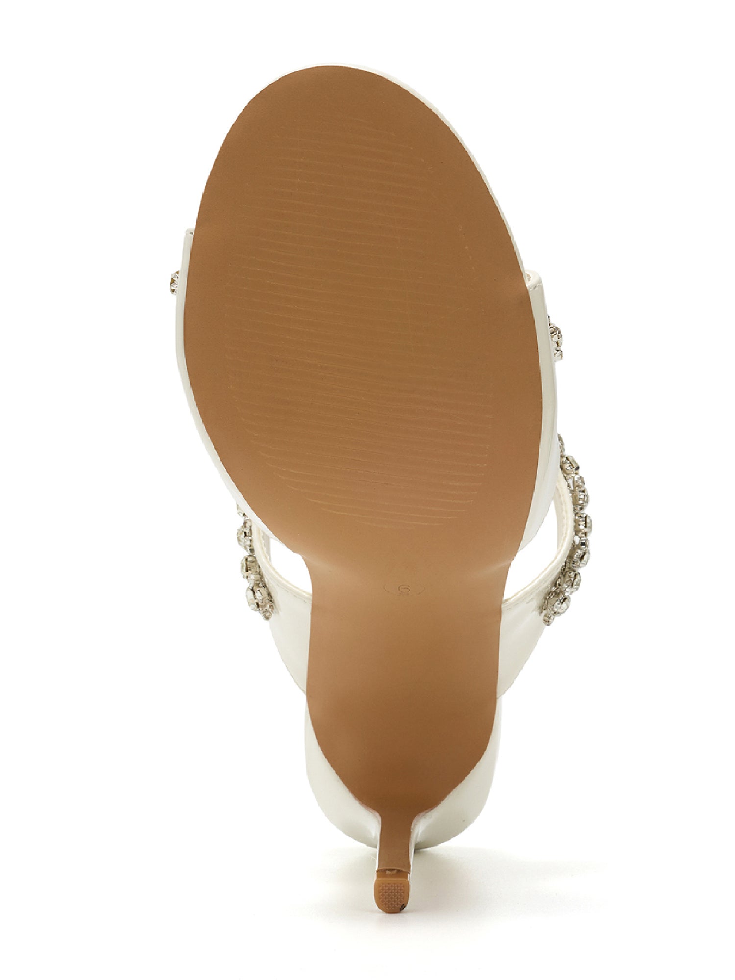 Carie Dressy Rhinestone Heeled Sandals - Slip On Mules with Stiletto Heel - White