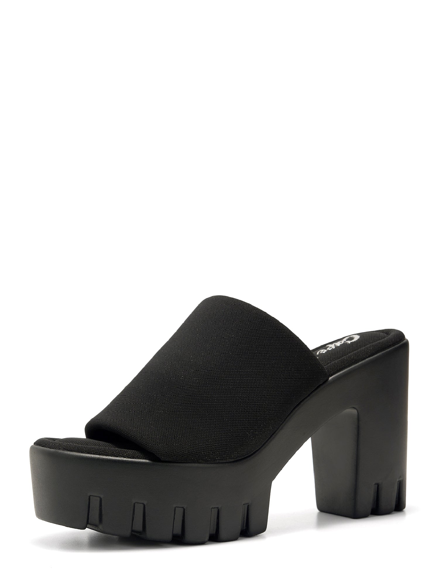 Echoya Women's Chunky Platform Sandals Block Heel - Slip On Elastic Band Shoes- Black