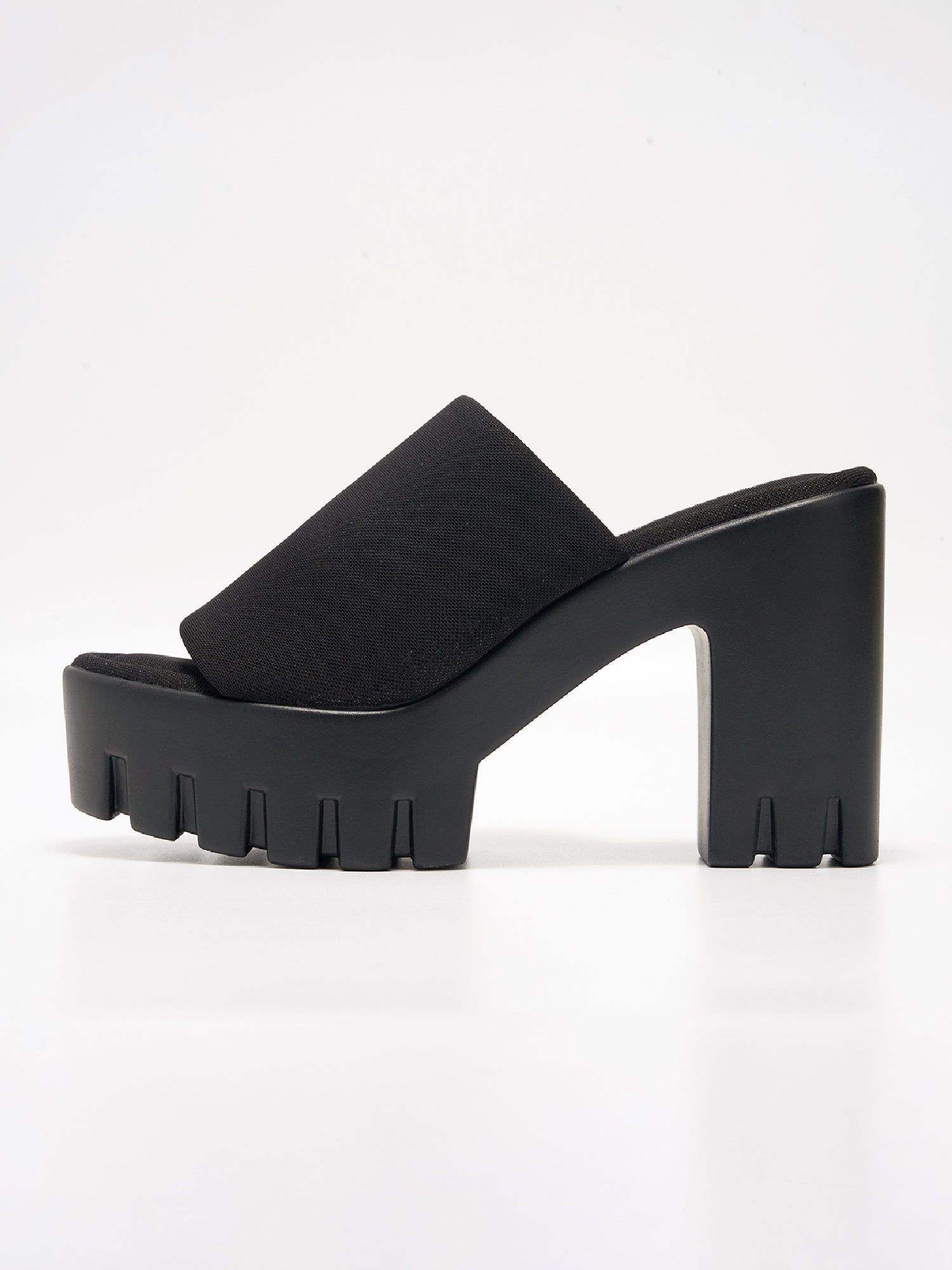 Echoya Women's Chunky Platform Sandals Block Heel - Slip On Elastic Band Shoes- Black