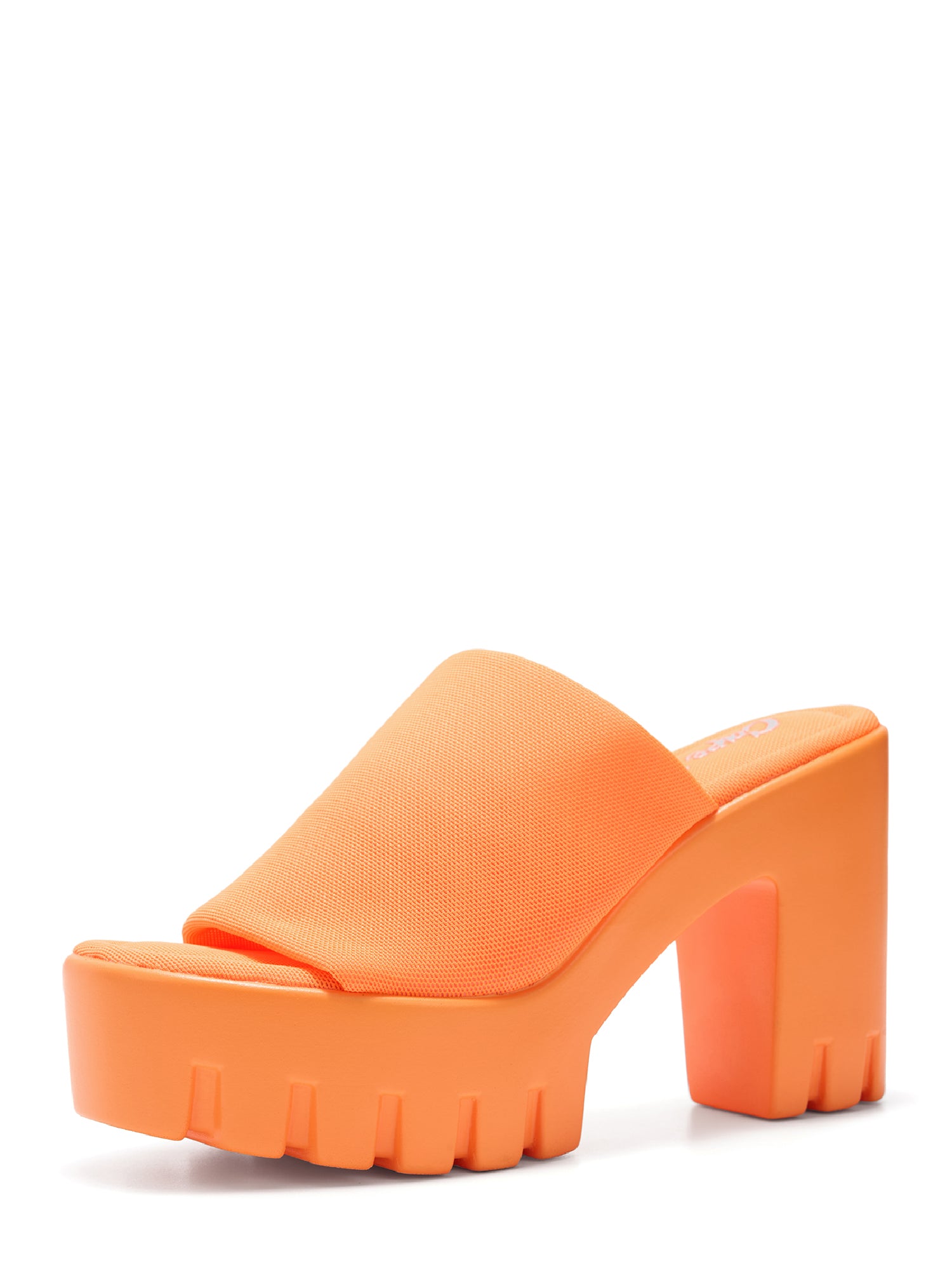 Echoya Women's Chunky Platform Sandals Block Heel - Slip On Elastic Band Shoes- Orange