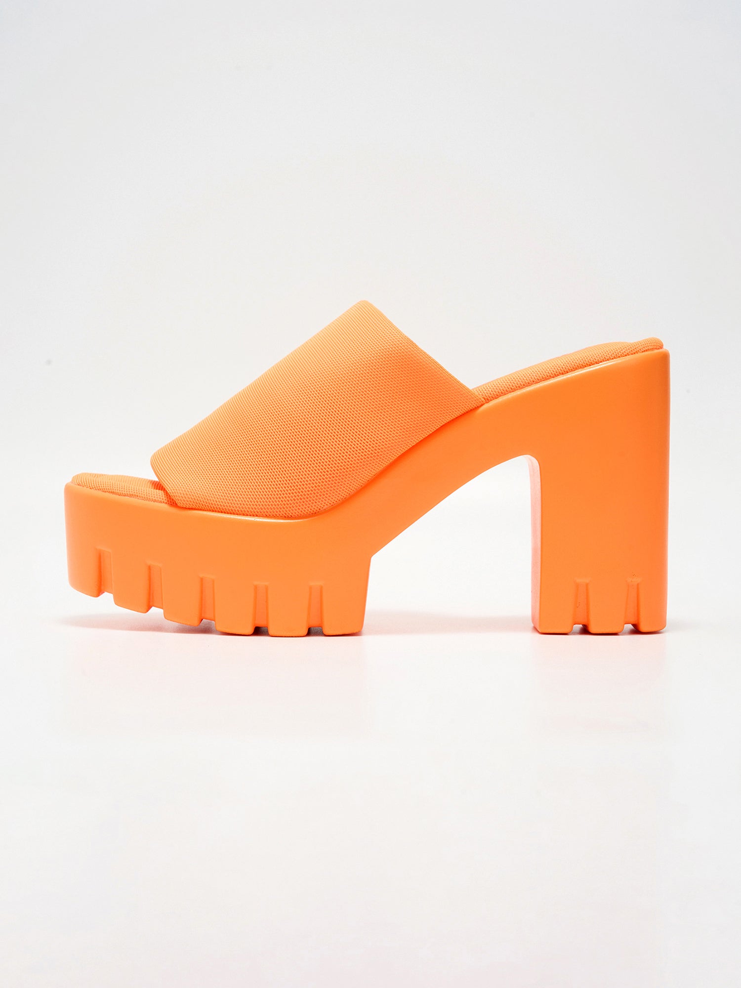 Echoya Women's Chunky Platform Sandals Block Heel - Slip On Elastic Band Shoes- Orange