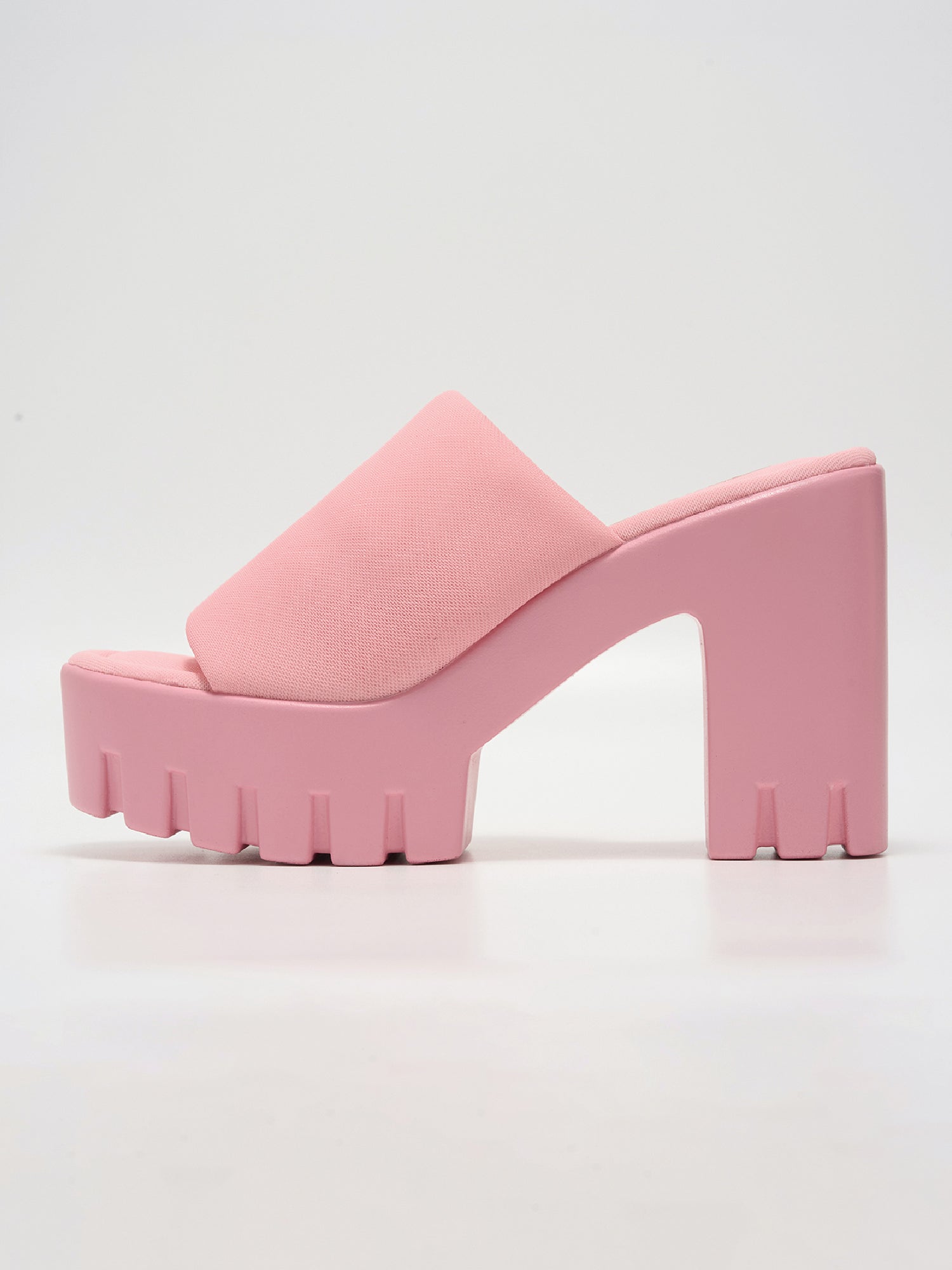 Echoya Women's Chunky Platform Sandals Block Heel - Slip On Elastic Band Shoes- Pink