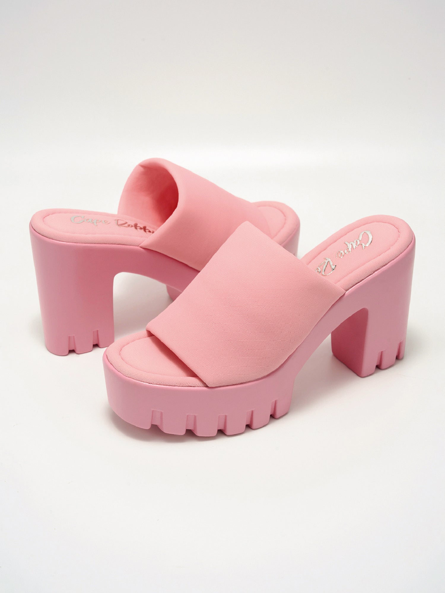 Echoya Women's Chunky Platform Sandals Block Heel - Slip On Elastic Band Shoes- Pink