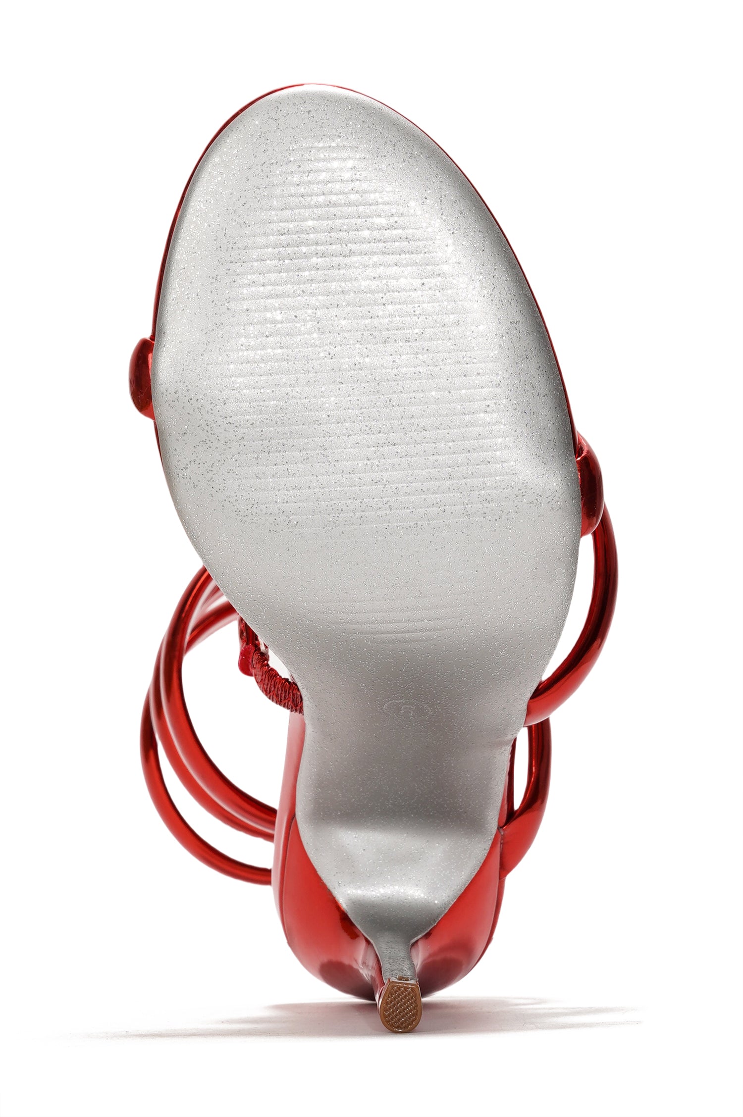 Faydra Women's Metallic Heels - Ankle Wrap 4-inch Stiletto Sandals - Red - Cape Robbin