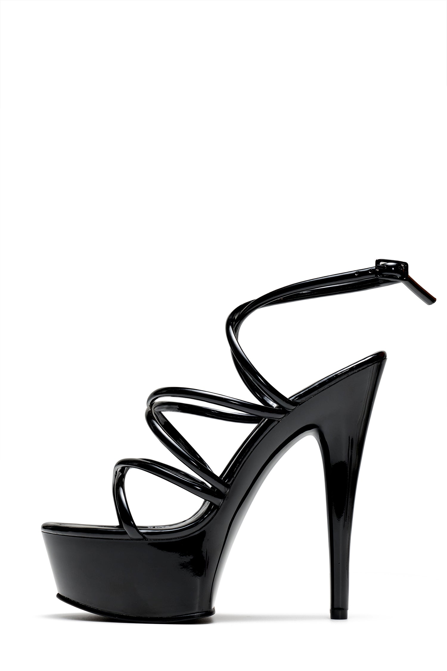 Lili Platform Stiletto Heel Sandals - Strappy Round Toe Ankle Strap Sandals - Black - Cape Robbin