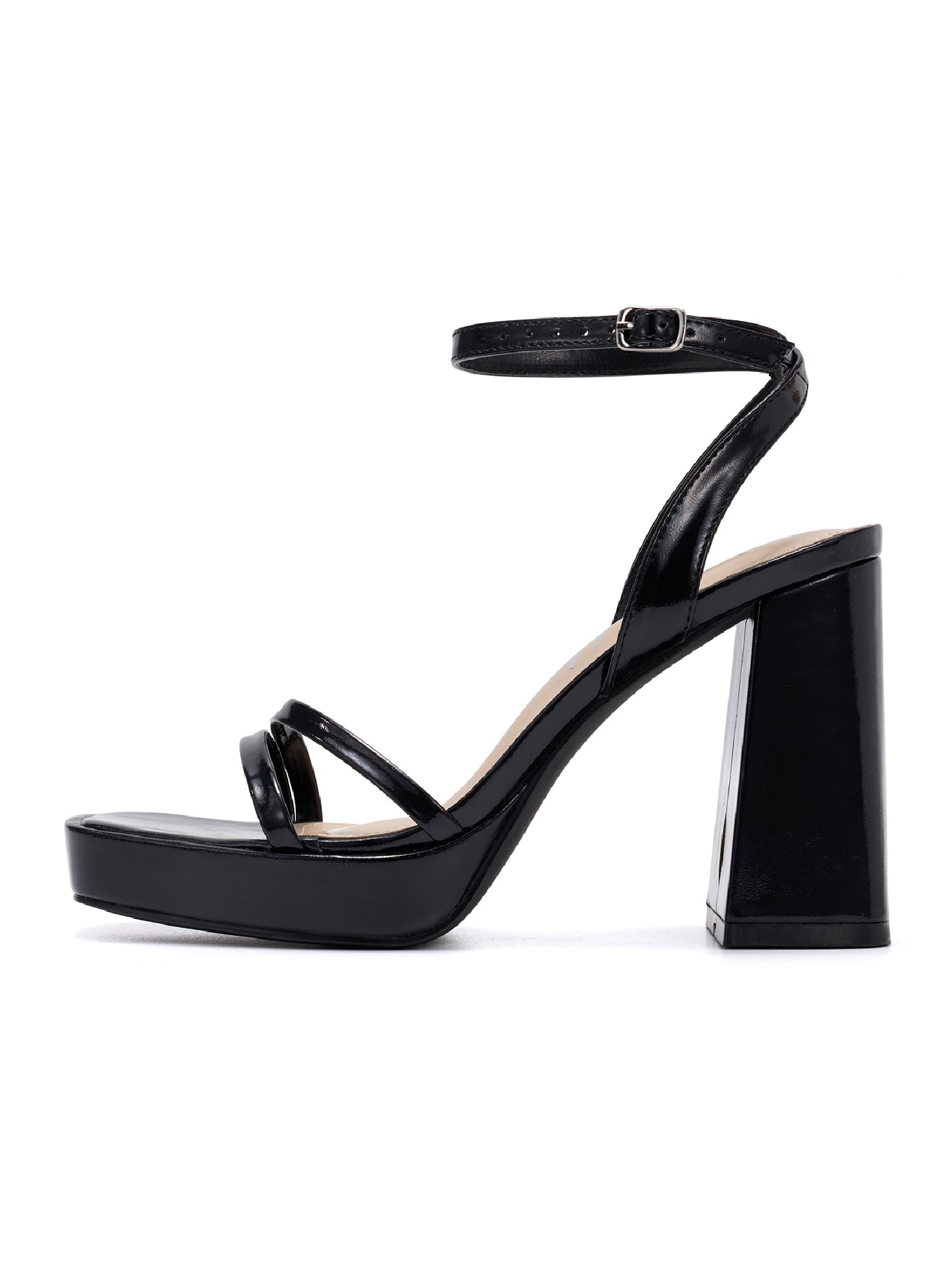 Lumina Women's Metallic Platform Heels - Strappy Ankle Strap Block Heel Sandals - Black