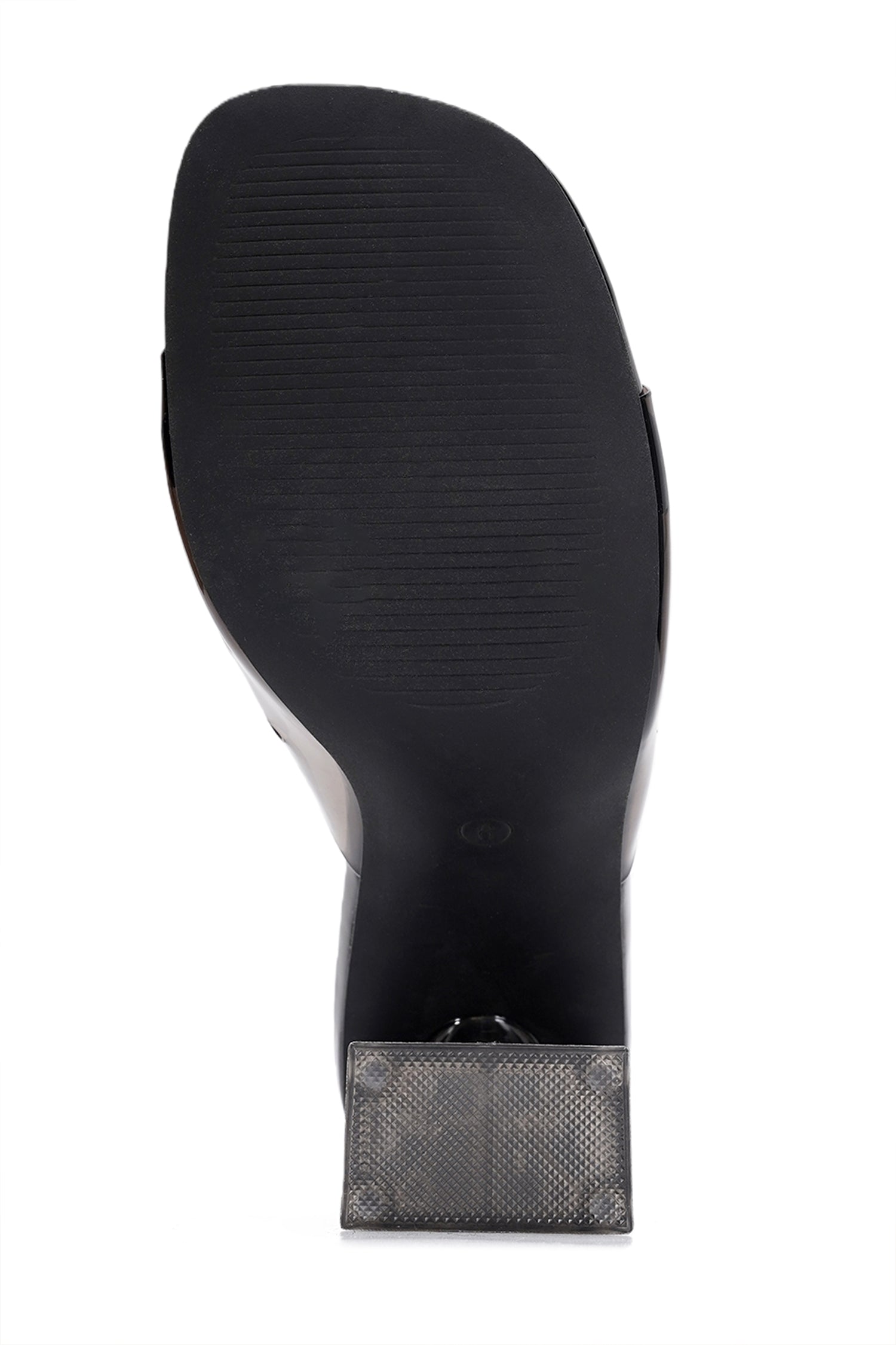 Lynnett Clear Slip-On Transparent Straps, Round Toe Block Heels - Black - Cape Robbin
