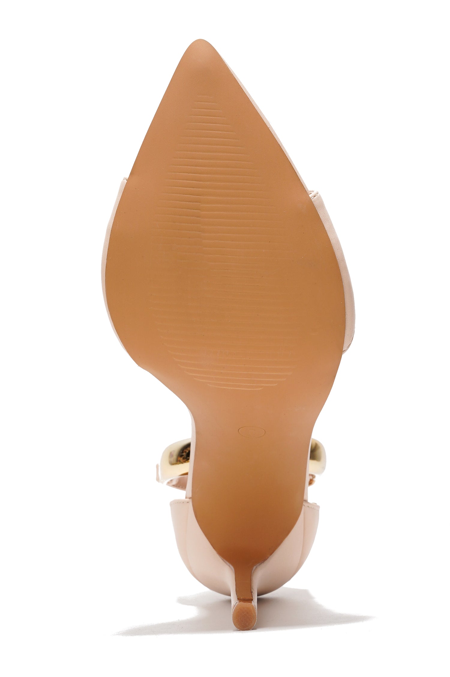 Mag Women's Pointed Toe Ankle Strap Heels with Gold Chain - Closed Back Evening Dress Sandals - Beige - Cape Robbin