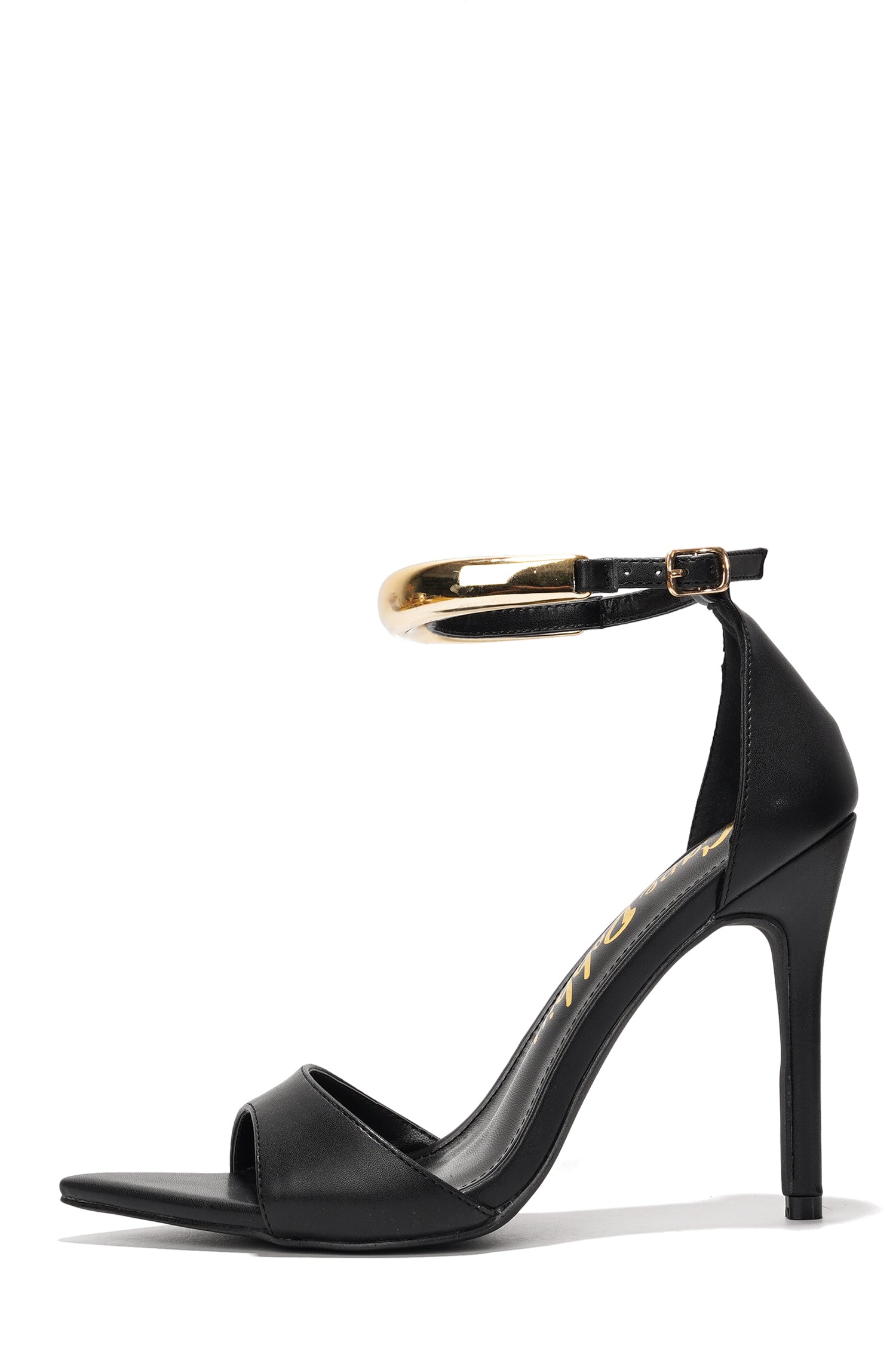 Mag Women's Pointed Toe Ankle Strap Heels with Gold Chain - Closed Back Evening Dress Sandals - Black - Cape Robbin