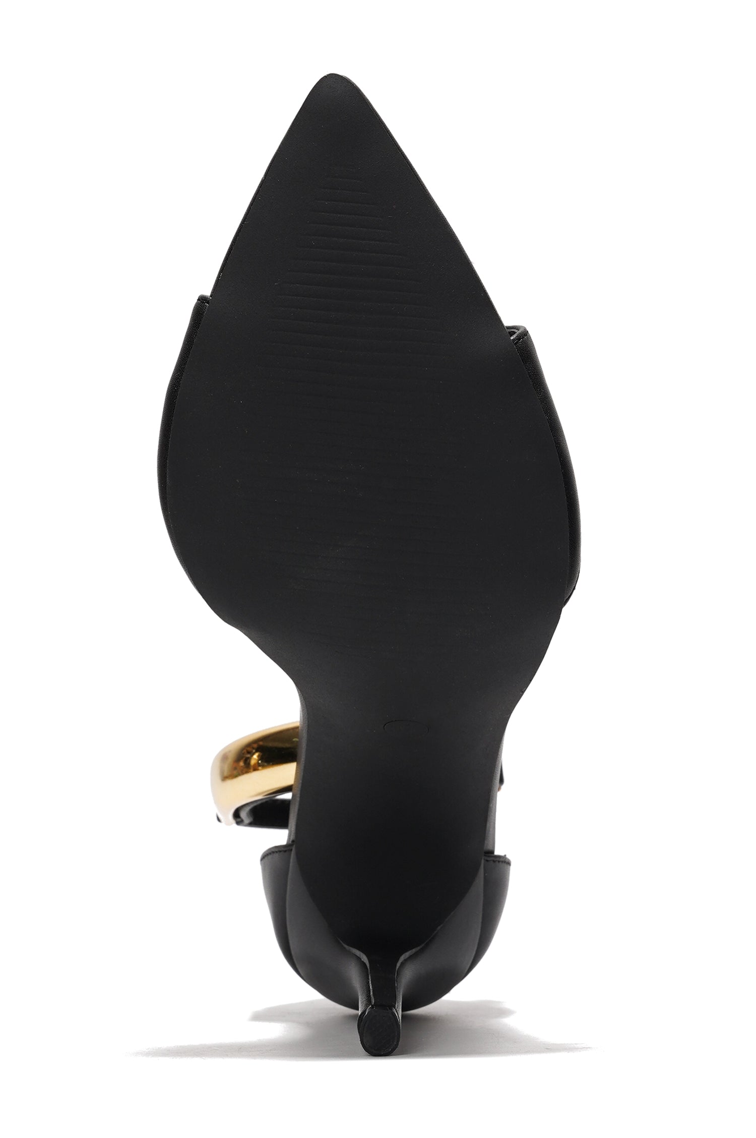 Mag Women's Pointed Toe Ankle Strap Heels with Gold Chain - Closed Back Evening Dress Sandals - Black - Cape Robbin