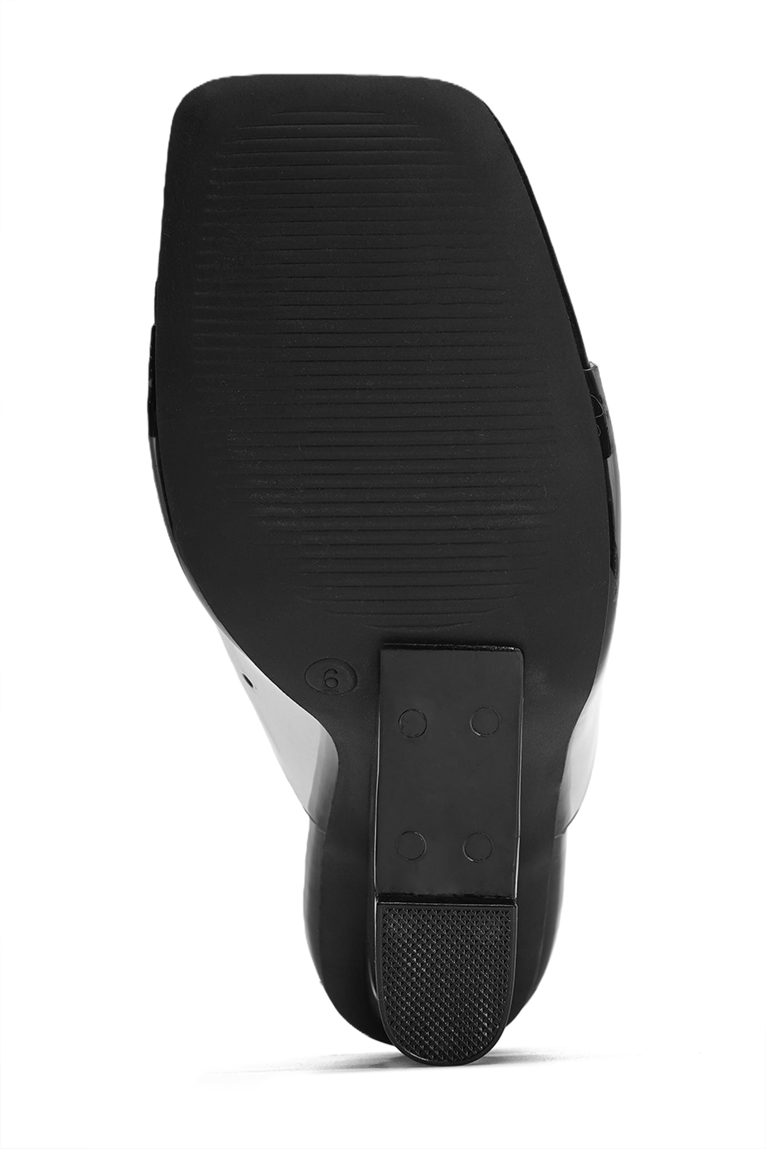 Mala Clear Slip-On Transparent Straps, Square Toe Wedge Heels - Black - Cape Robbin