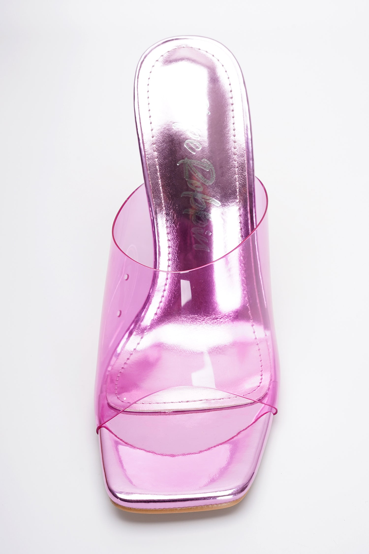 Mala Clear Slip-On Transparent Straps, Square Toe Wedge Heels - Pink - Cape Robbin