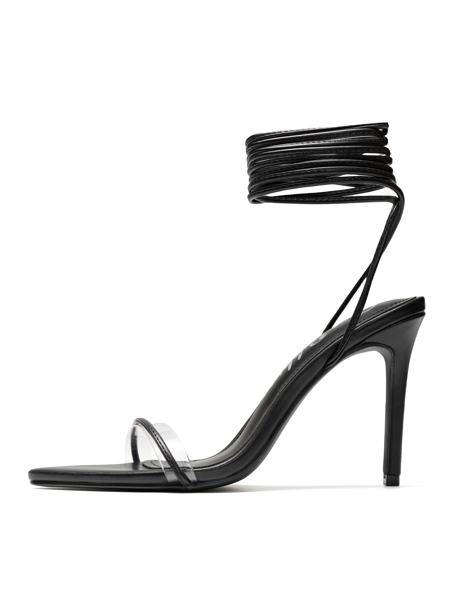 Moroni Pointy Toe Strappy Skinny 3.75-inch high Heels - Black