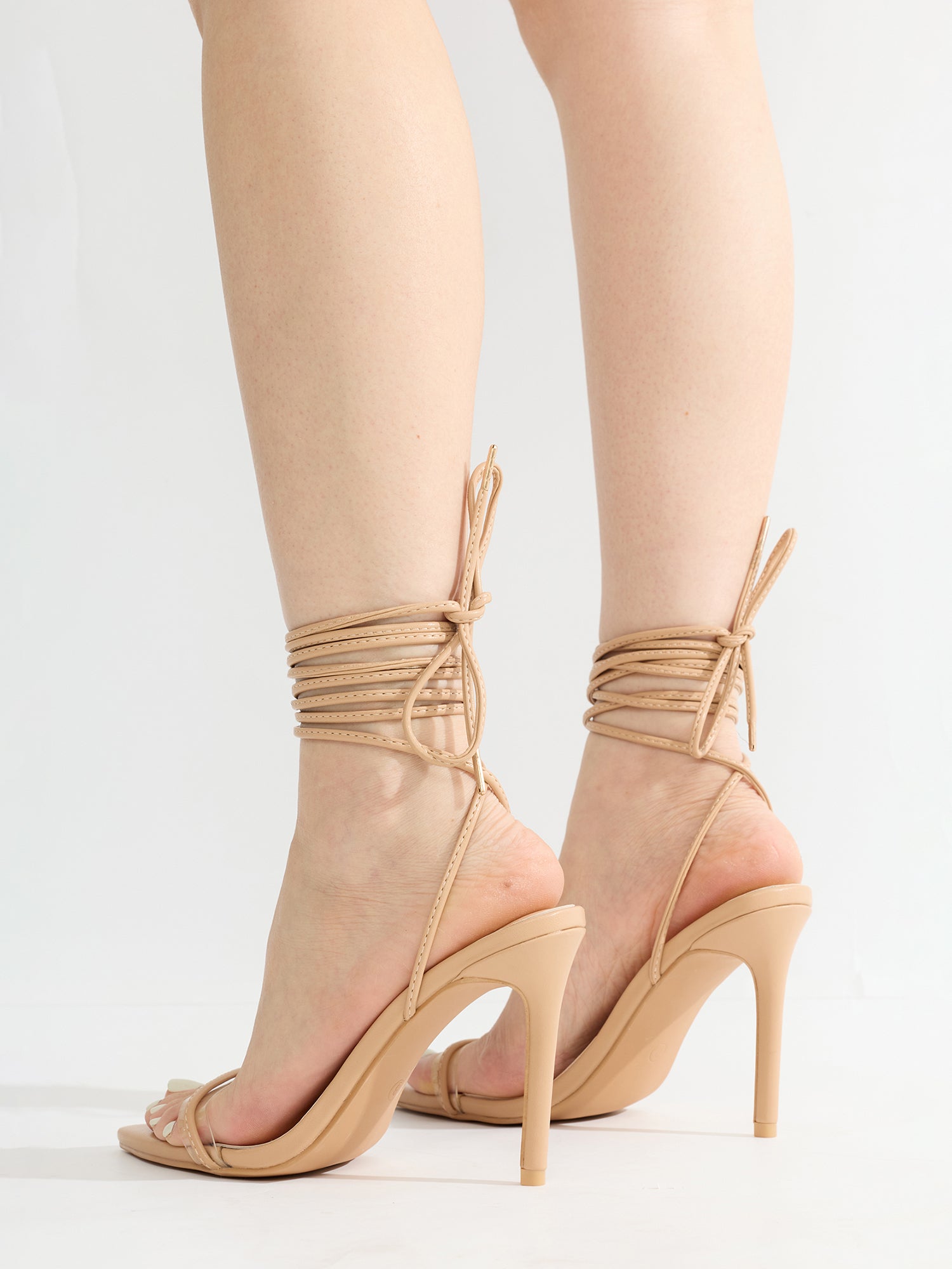 Moroni Pointy Toe Strappy Skinny 3.75-inch high Heels - Nude