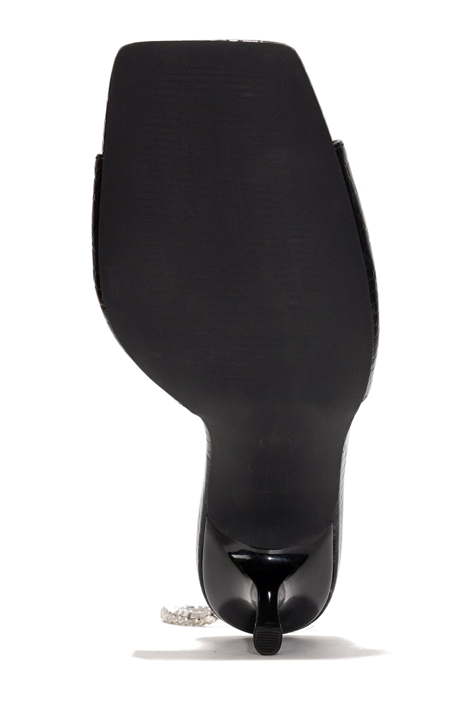 Tiffie Women's Square Toe High Heel for Women - Rhinestone Chain Ankle Wrap Stiletto Sandals - Black