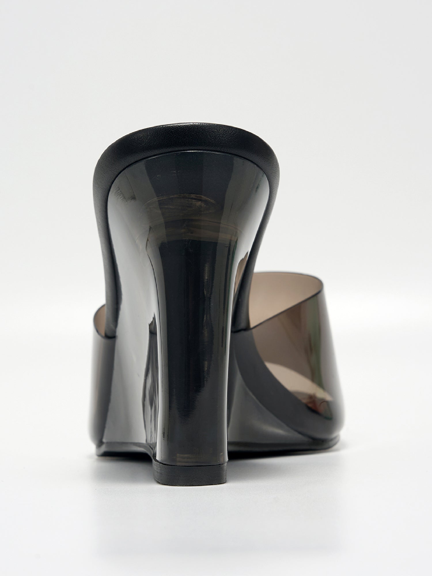 Verve Clear Slip-On Transparent Straps, Square Toe Wedge Heels - Black