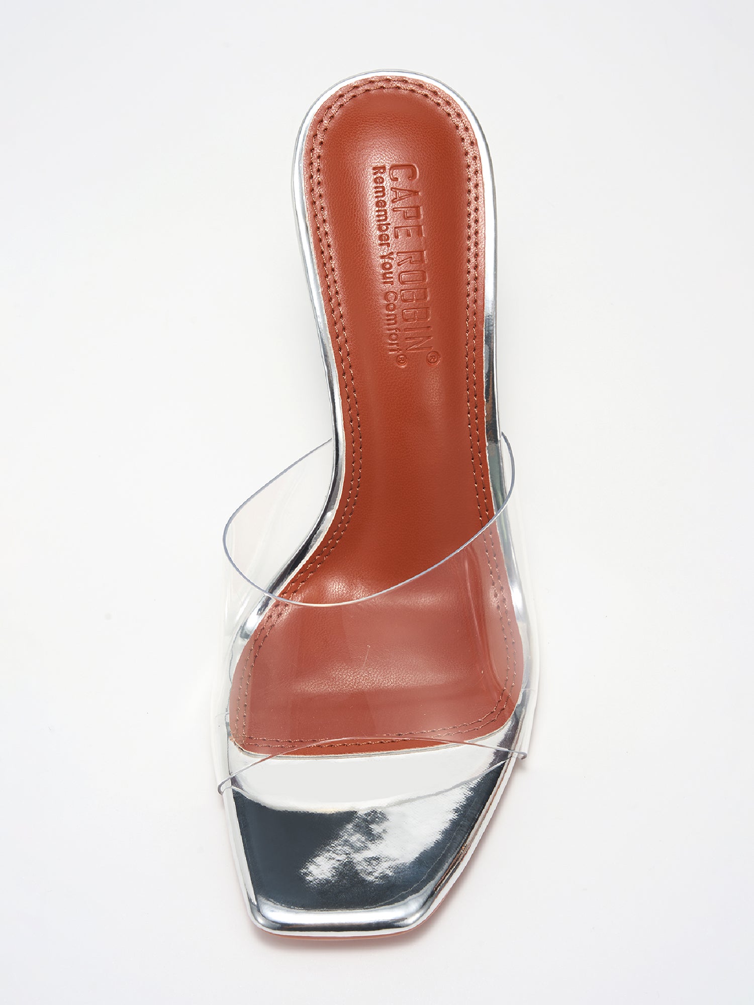 Verve Clear Slip-On Transparent Straps, Square Toe Wedge Heels - Clear