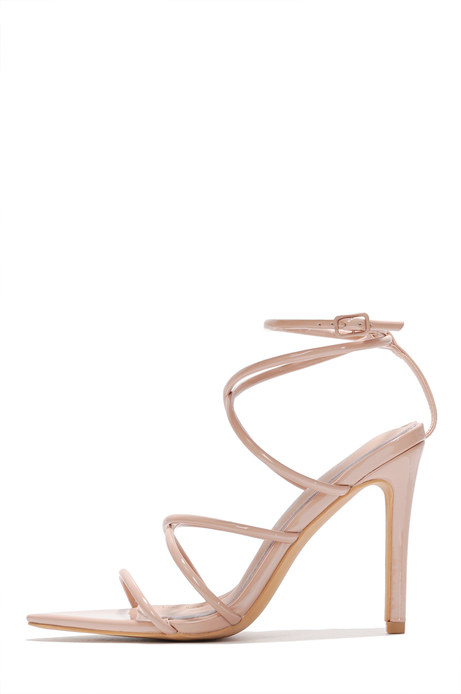 Ada.a Strappy Stiletto Heel Sandals - Pointed Open Toe Ankle Strap Sandals - Beige - Cape Robbin
