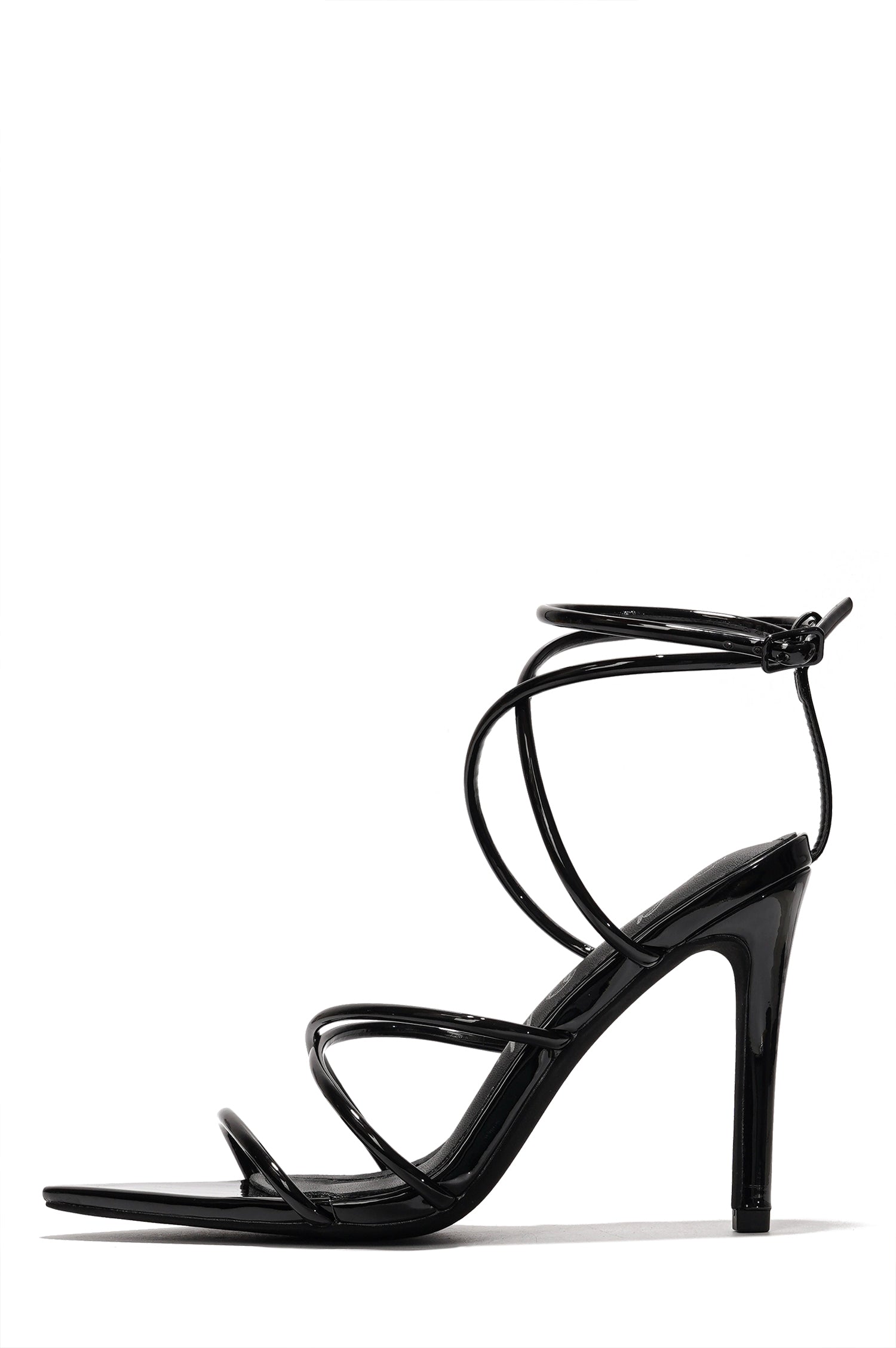 Ada.a Strappy Stiletto Heel Sandals - Pointed Open Toe Ankle Strap Sandals - Black - Cape Robbin