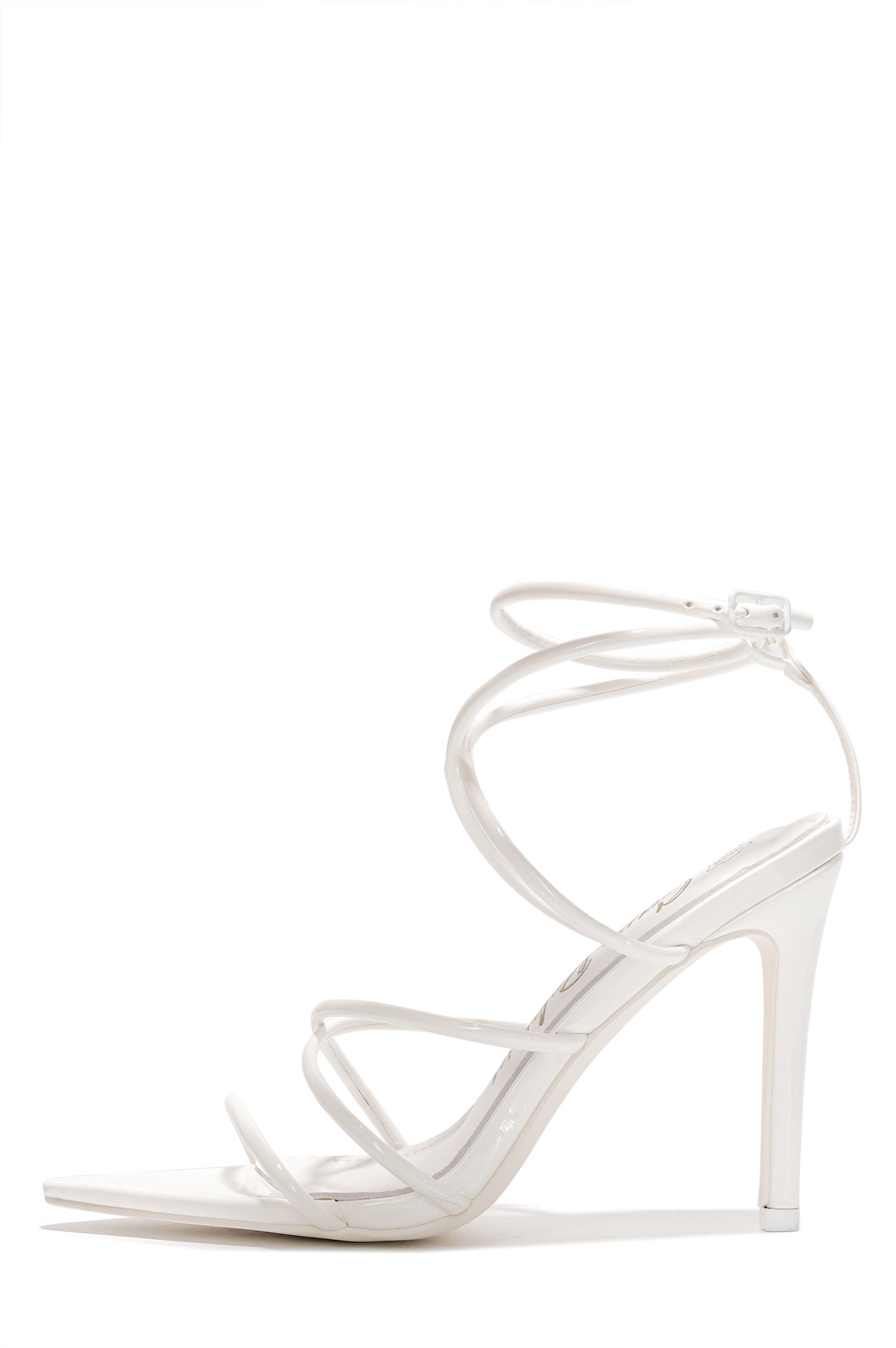 Ada.a Strappy Stiletto Heel Sandals - Pointed Open Toe Ankle Strap Sandals - White - Cape Robbin