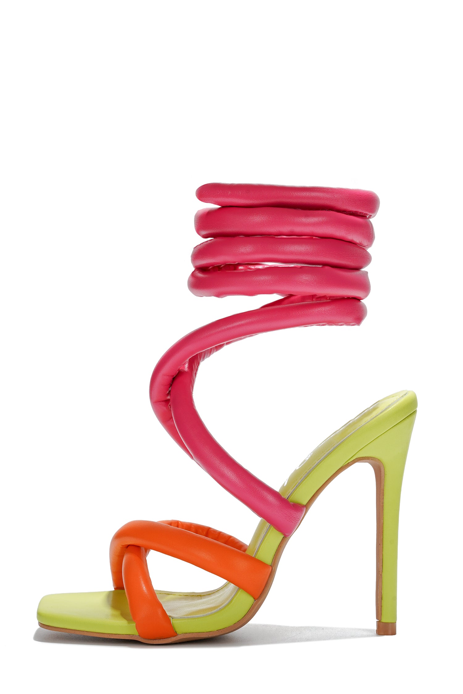 Astrid Thick Lace Stiletto Strappy Heels - Denim