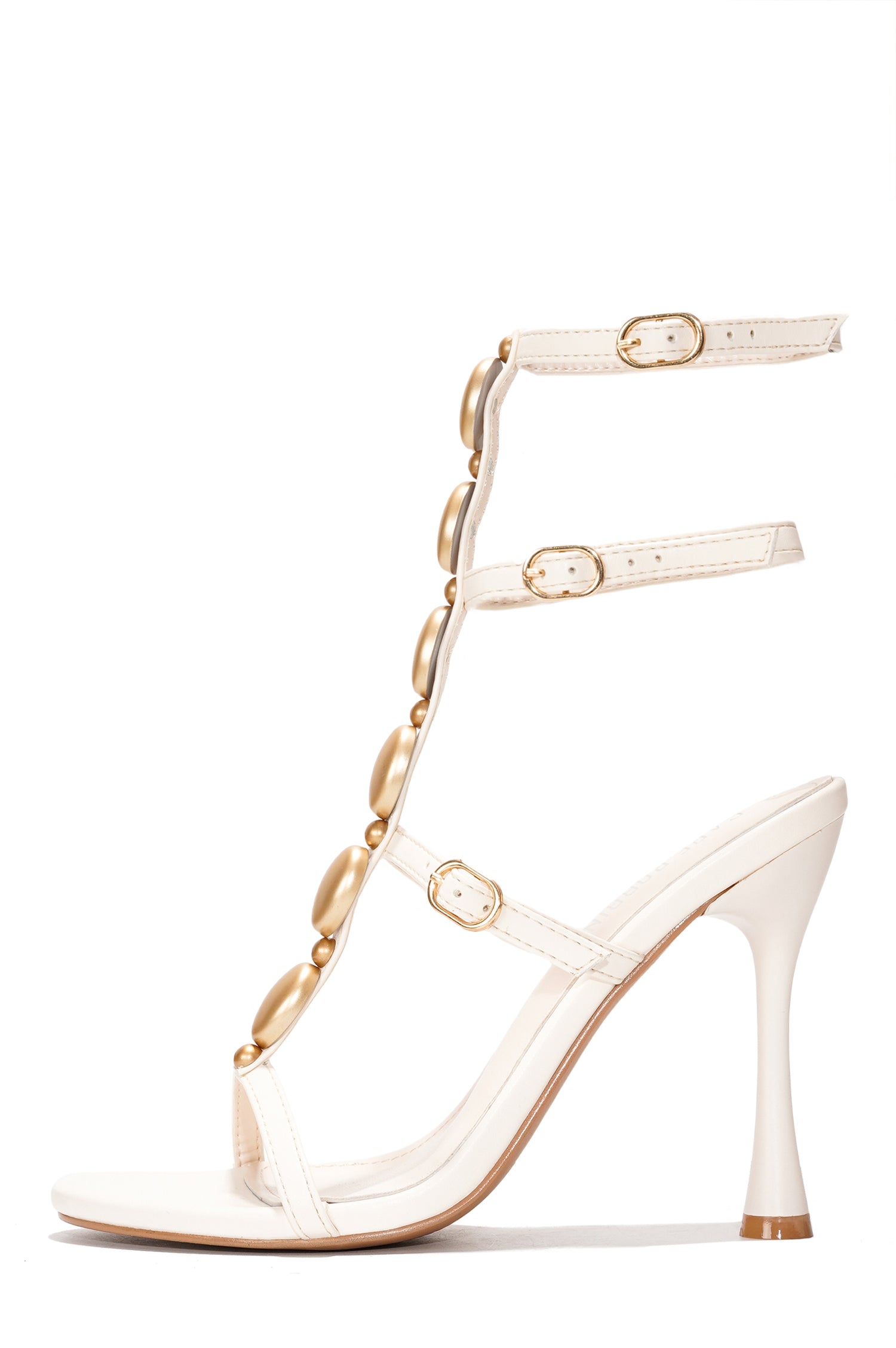 Brana Beaded T-Strap Sculptural Heel Sandal - Off White