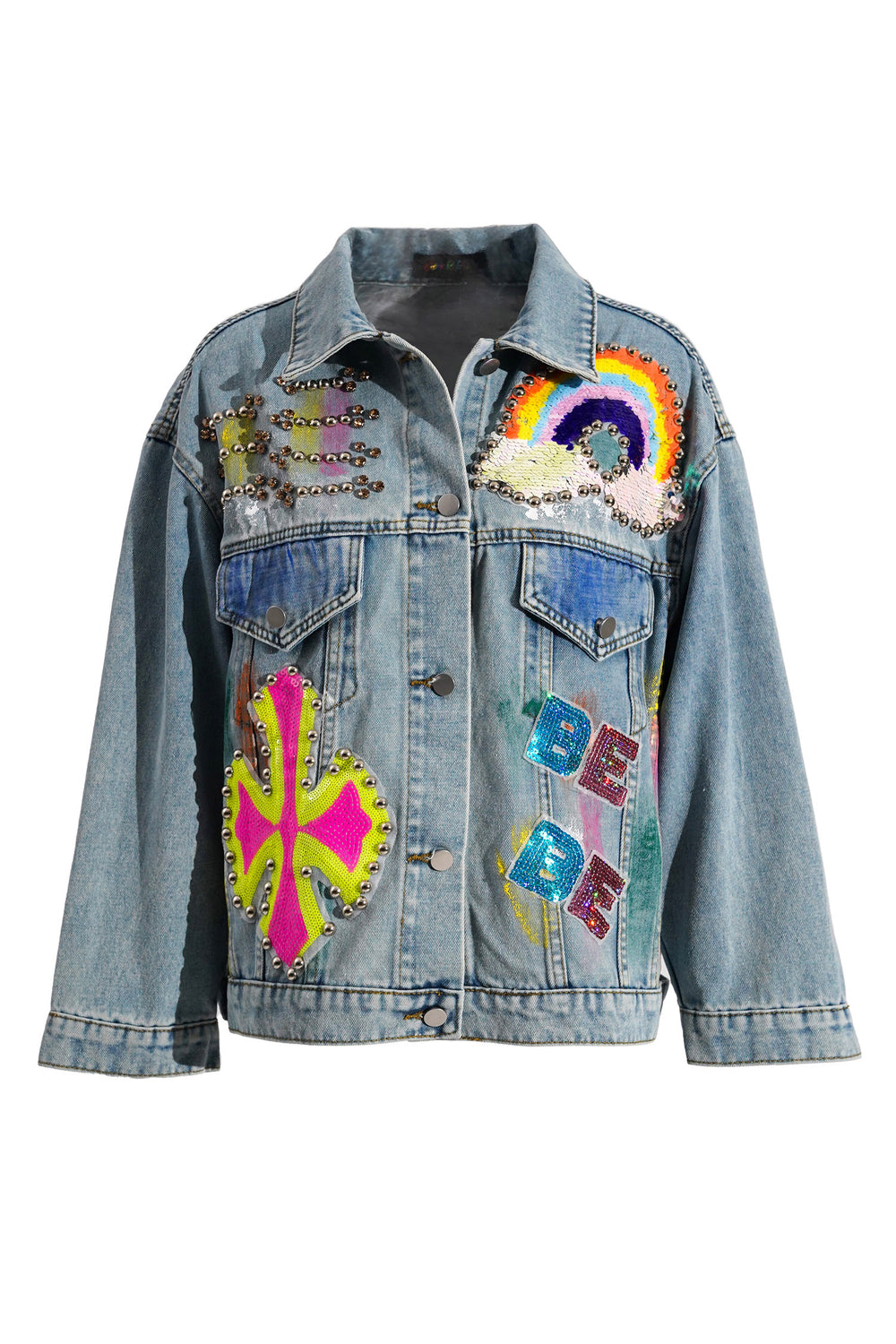 Dasi Sequins Hand-Painted Washed Denim Jacket – Cape Robbin