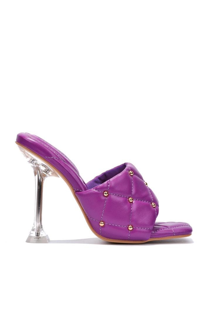 Cecilla Studded Square Toe Odd Shaped Heels - Purple