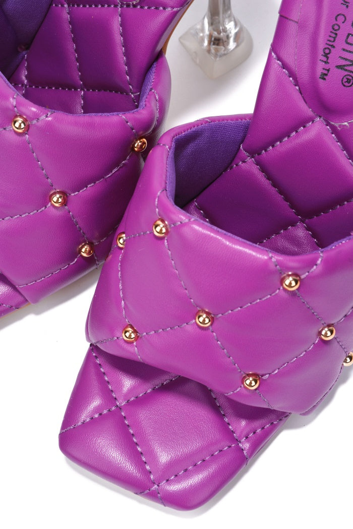 Cecilla Studded Square Toe Odd Shaped Heels - Purple