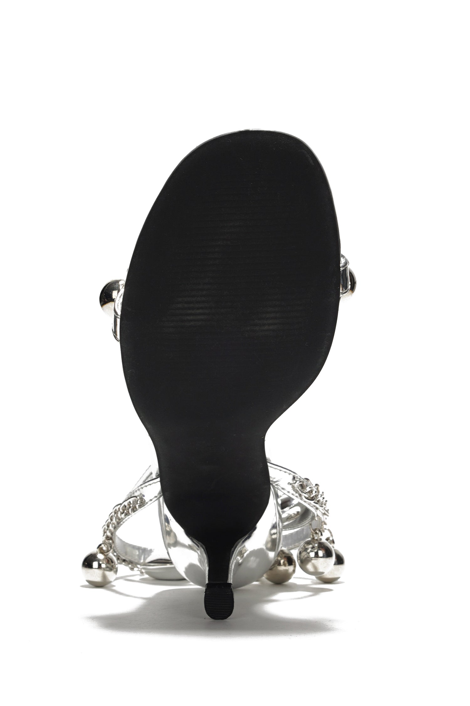 Cherilynn Metallic Chain Hearts High Heels - Silver