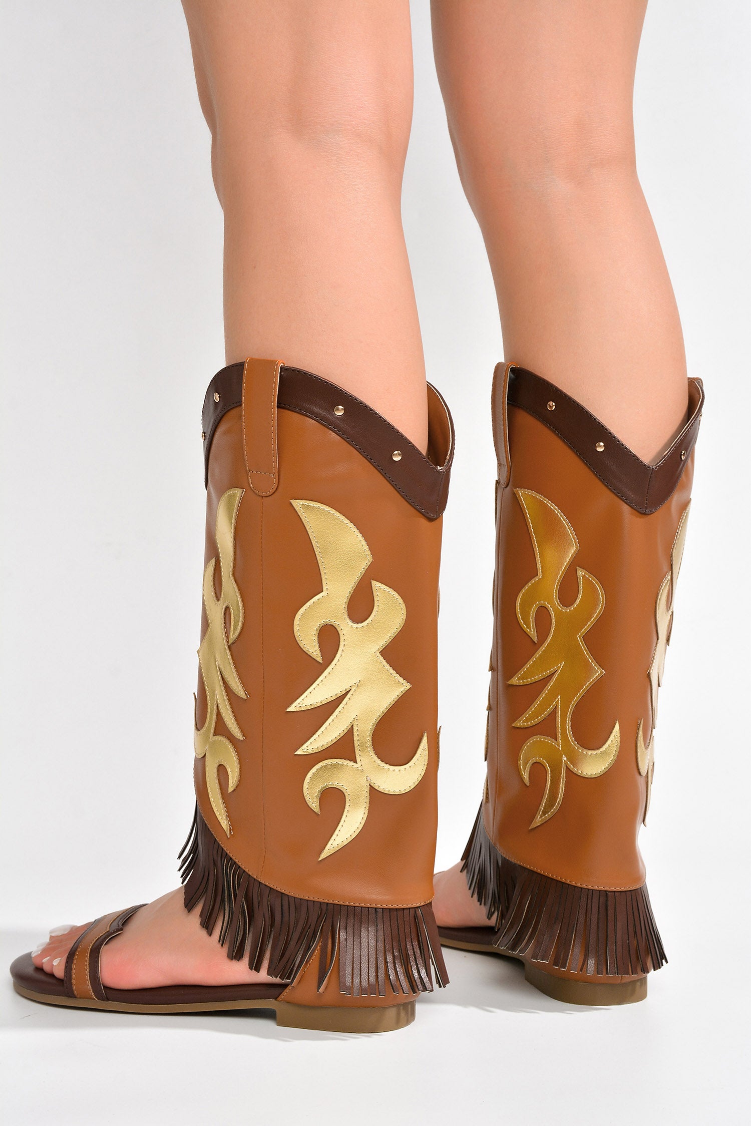 Collins Fringe Western-Inspired Flat Sandals - Brown