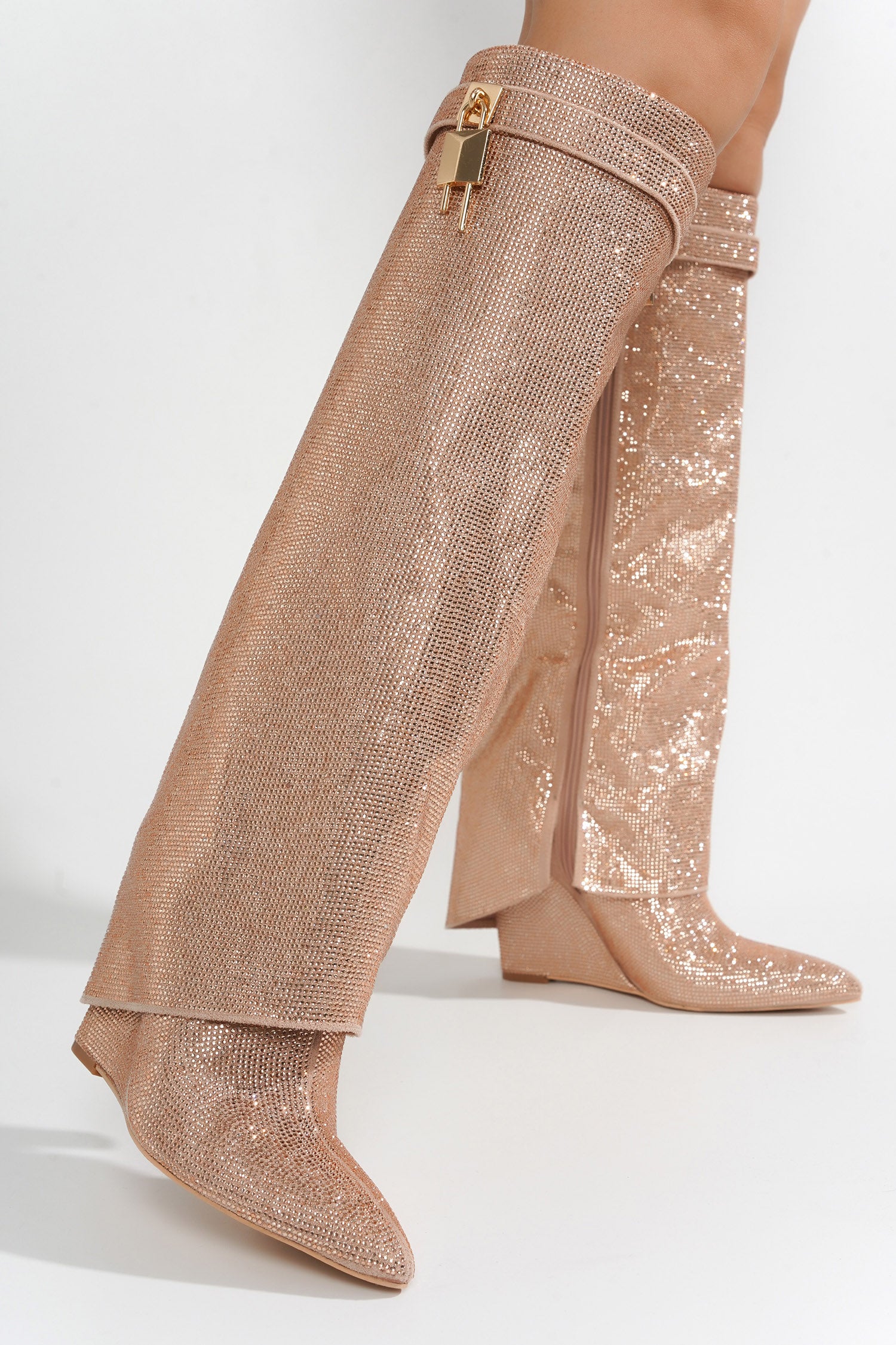 Rose gold sale knee high boots