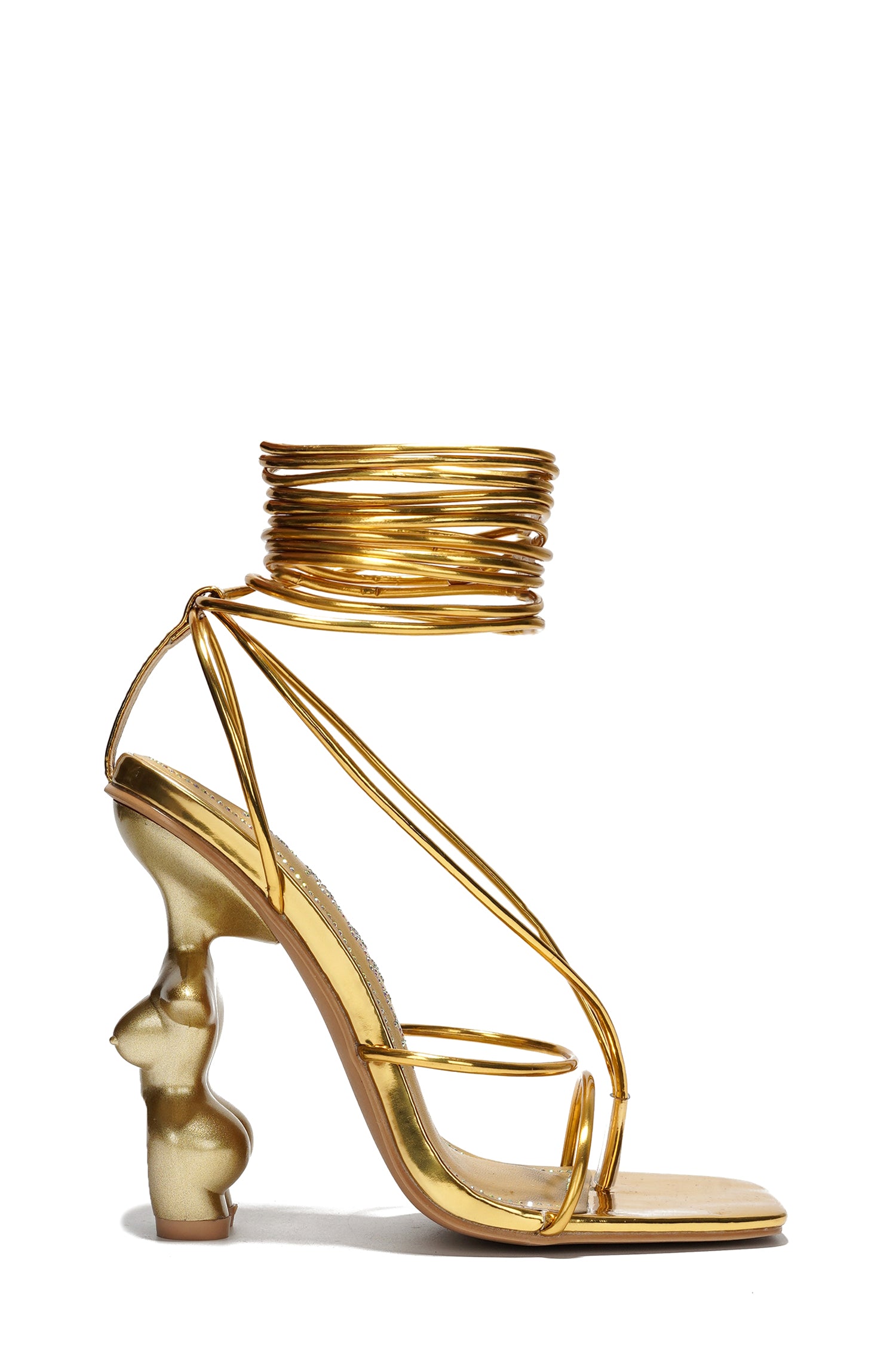 Davida Lace Up Artistry Body Shape Pump Heels - Gold