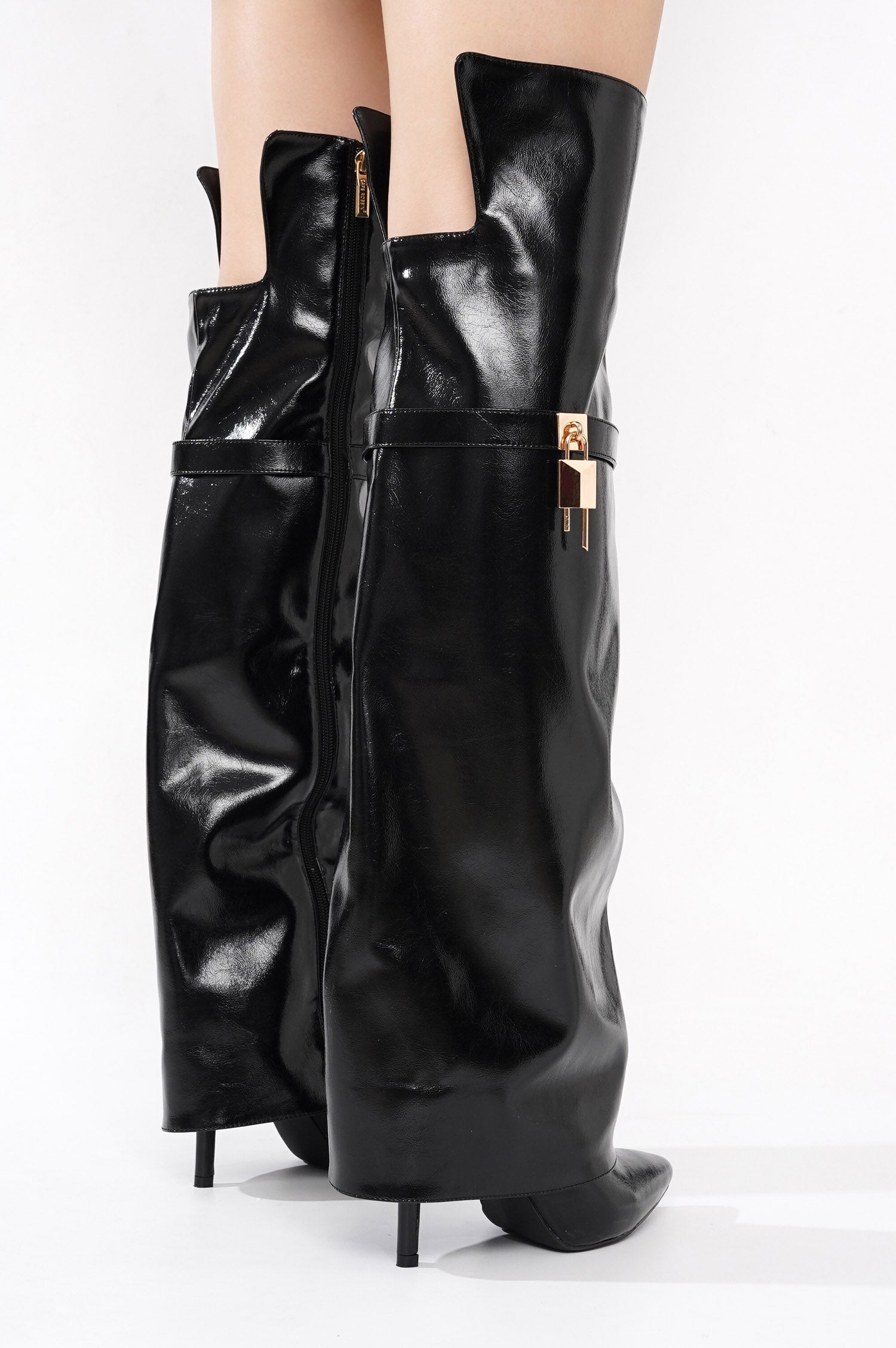 Cape Robbin RingPop Thigh High Boots - Over The Knee, Pointed Toe & Chunky Block Heel, Black Size 7