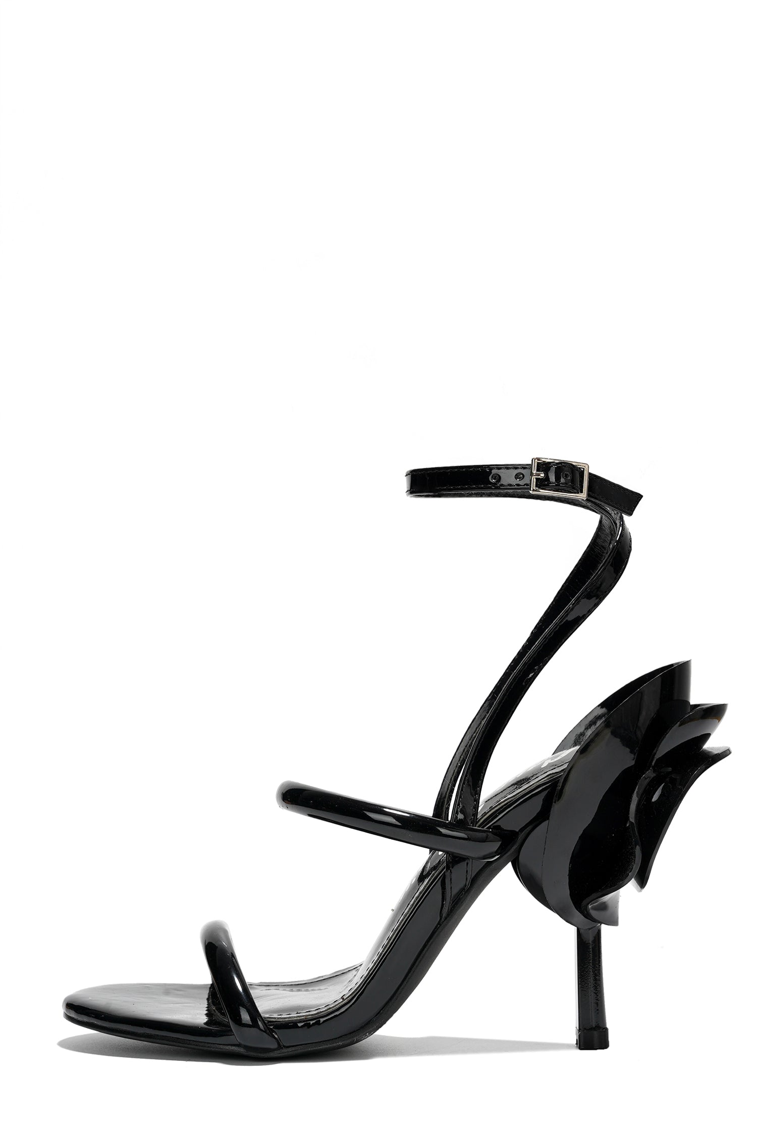 Dorothee Ankle Strap Metallic Heels - Black
