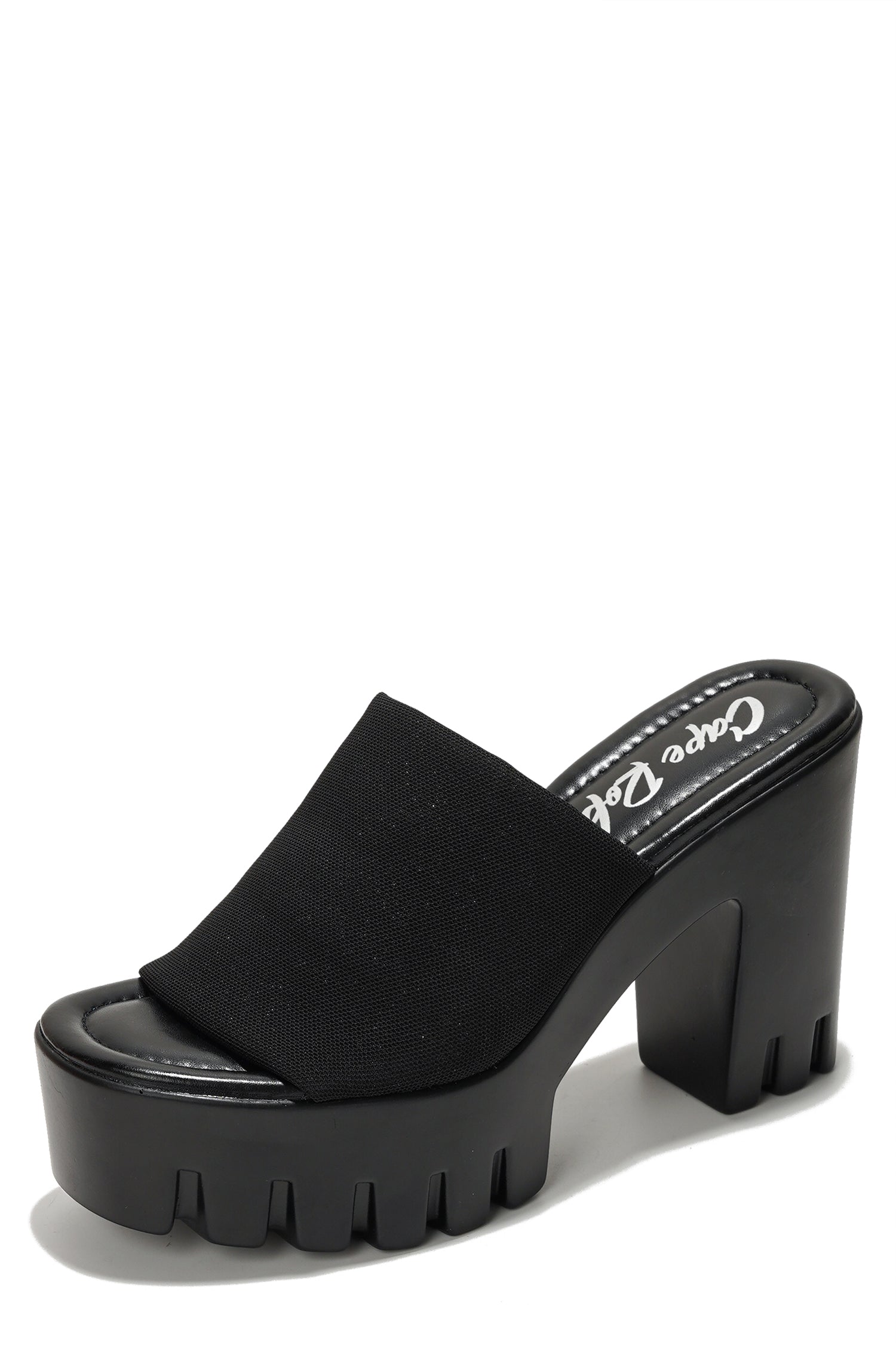 Echoya Women's Chunky Platform Sandals Block Heel - Slip On Elastic Band Shoes- Black - Cape Robbin