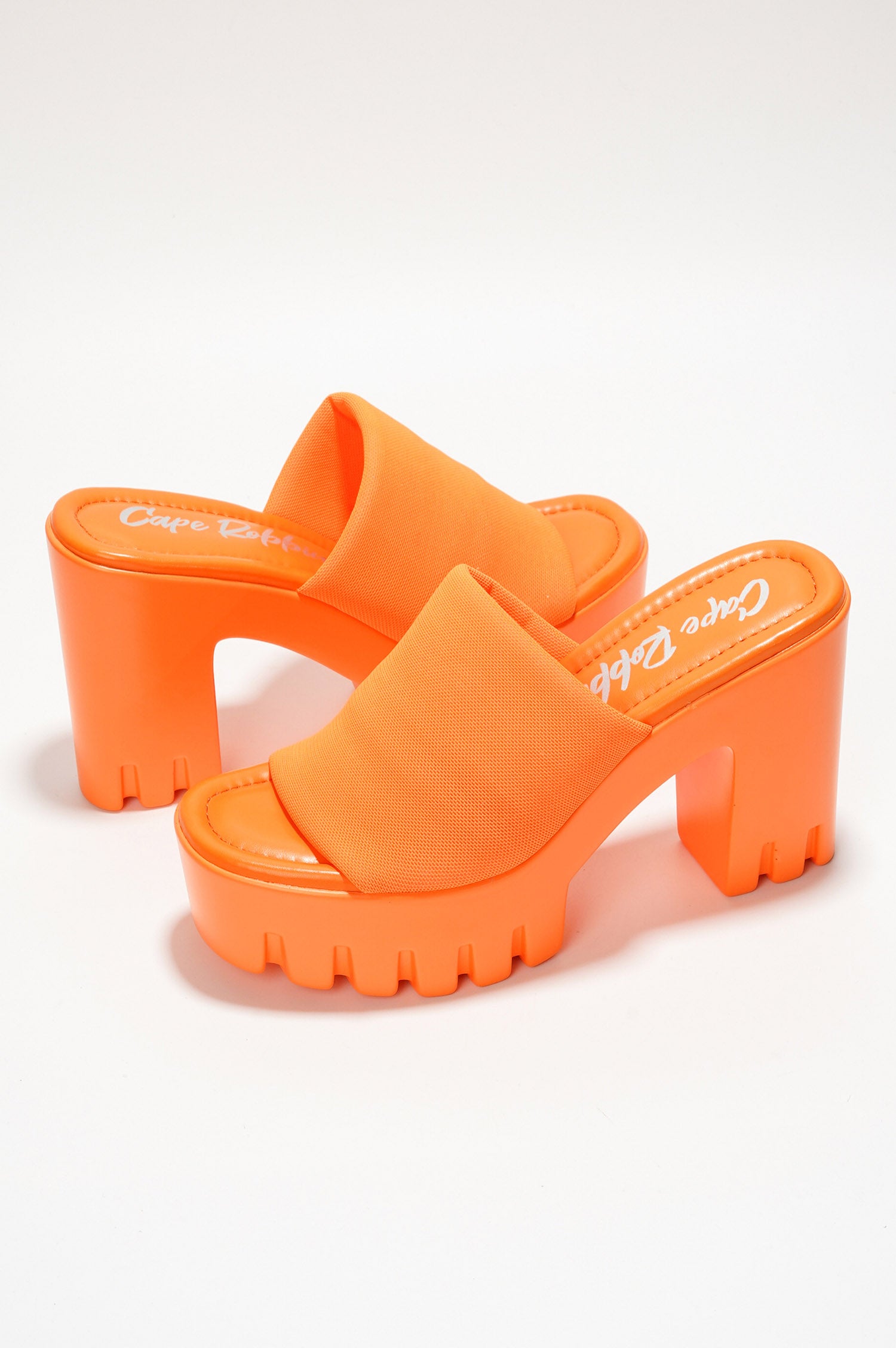 Echoya Women's Chunky Platform Sandals Block Heel - Slip On Elastic Band Shoes- Orange - Cape Robbin