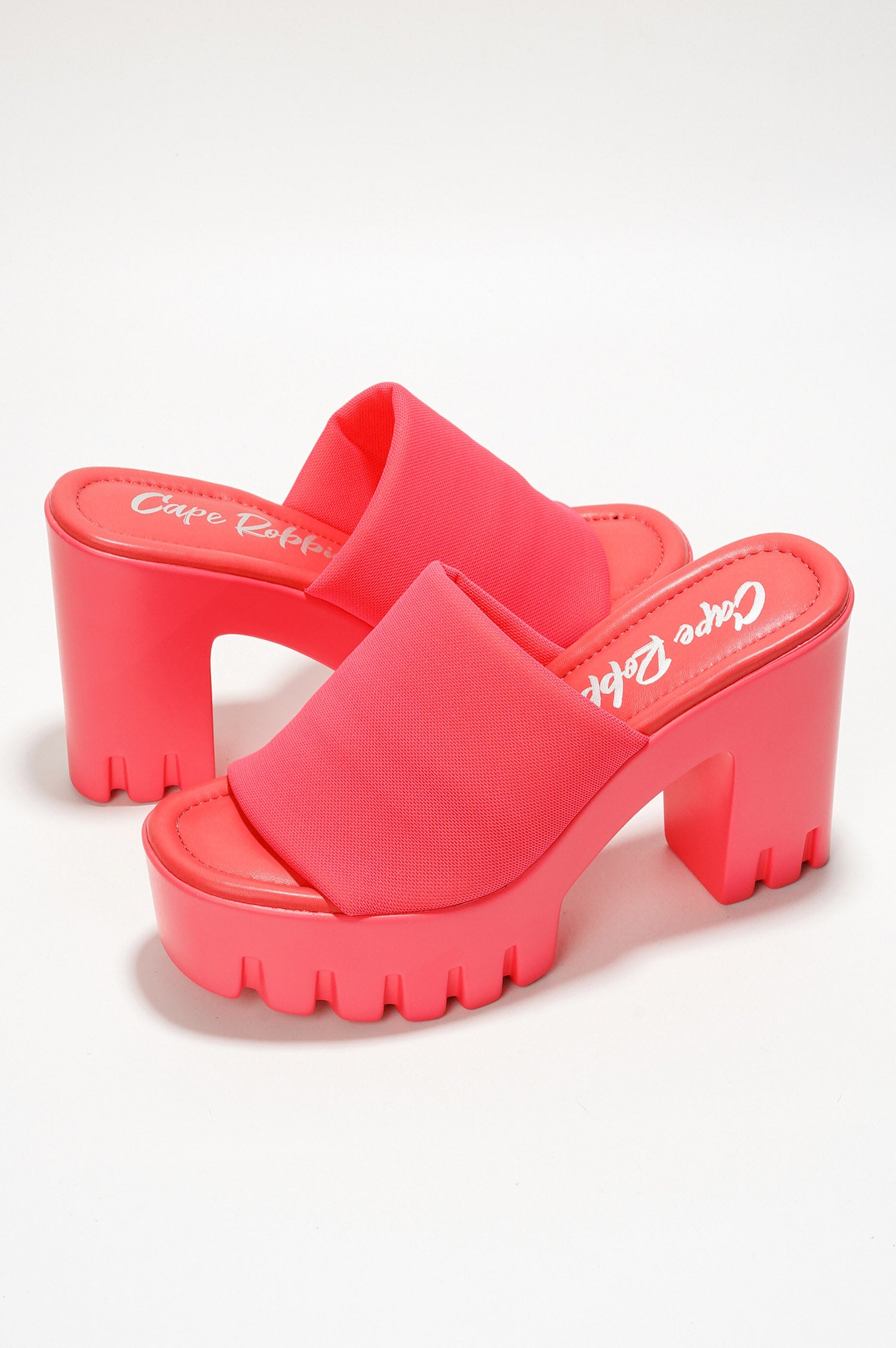 Echoya Women's Chunky Platform Sandals Block Heel - Slip On Elastic Band Shoes- Pink - Cape Robbin