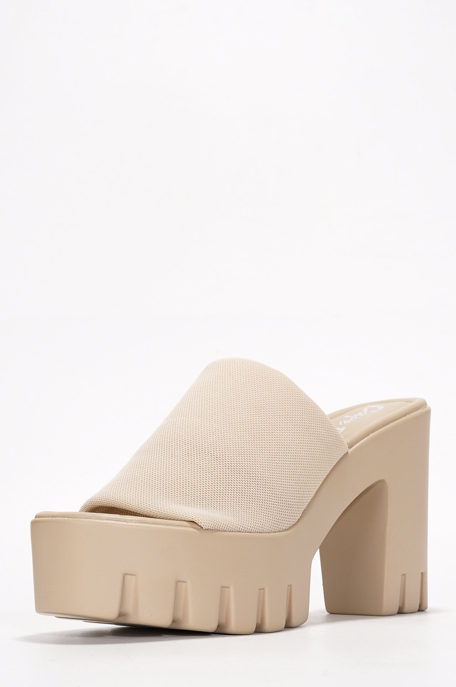 Echoya Women's Chunky Platform Sandals Block Heel - Slip On Elastic Band Shoes- Nude - Cape Robbin