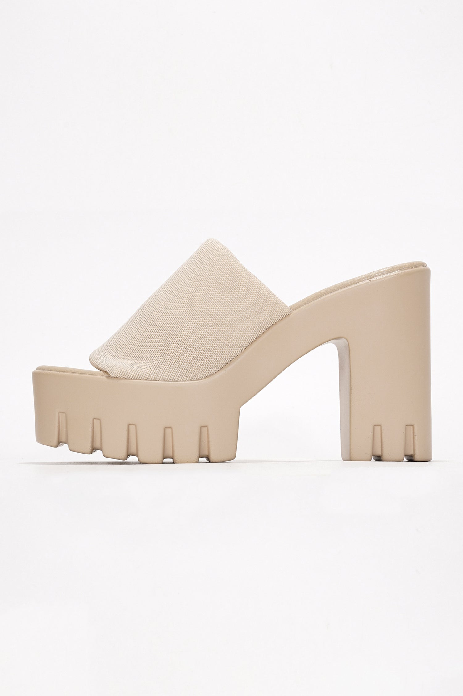 Echoya Women's Chunky Platform Sandals Block Heel - Slip On Elastic Band Shoes- Nude - Cape Robbin