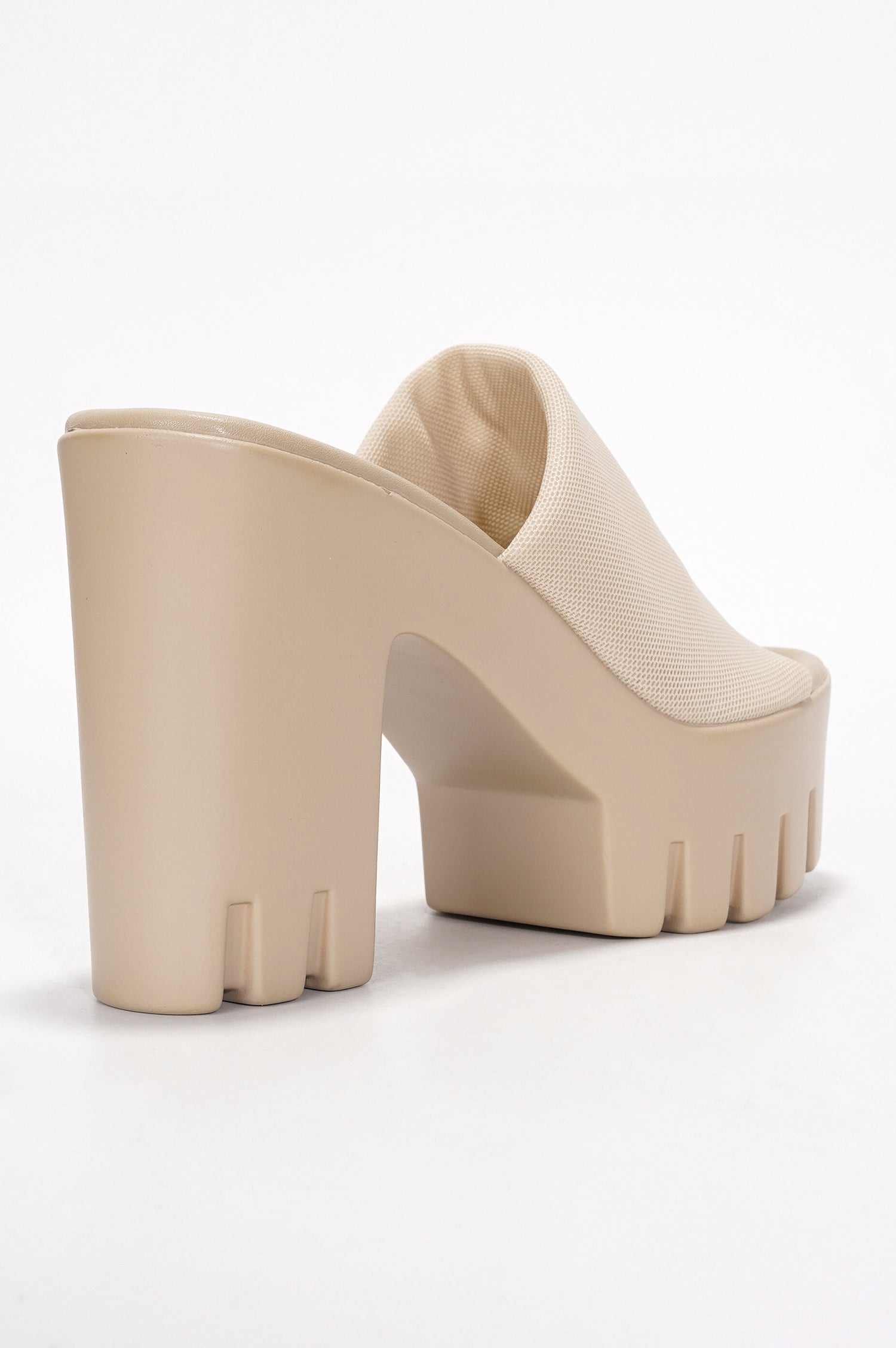 Echoya Women's Chunky Platform Sandals Block Heel - Slip On Elastic Band Shoes- Nude - Cape Robbin