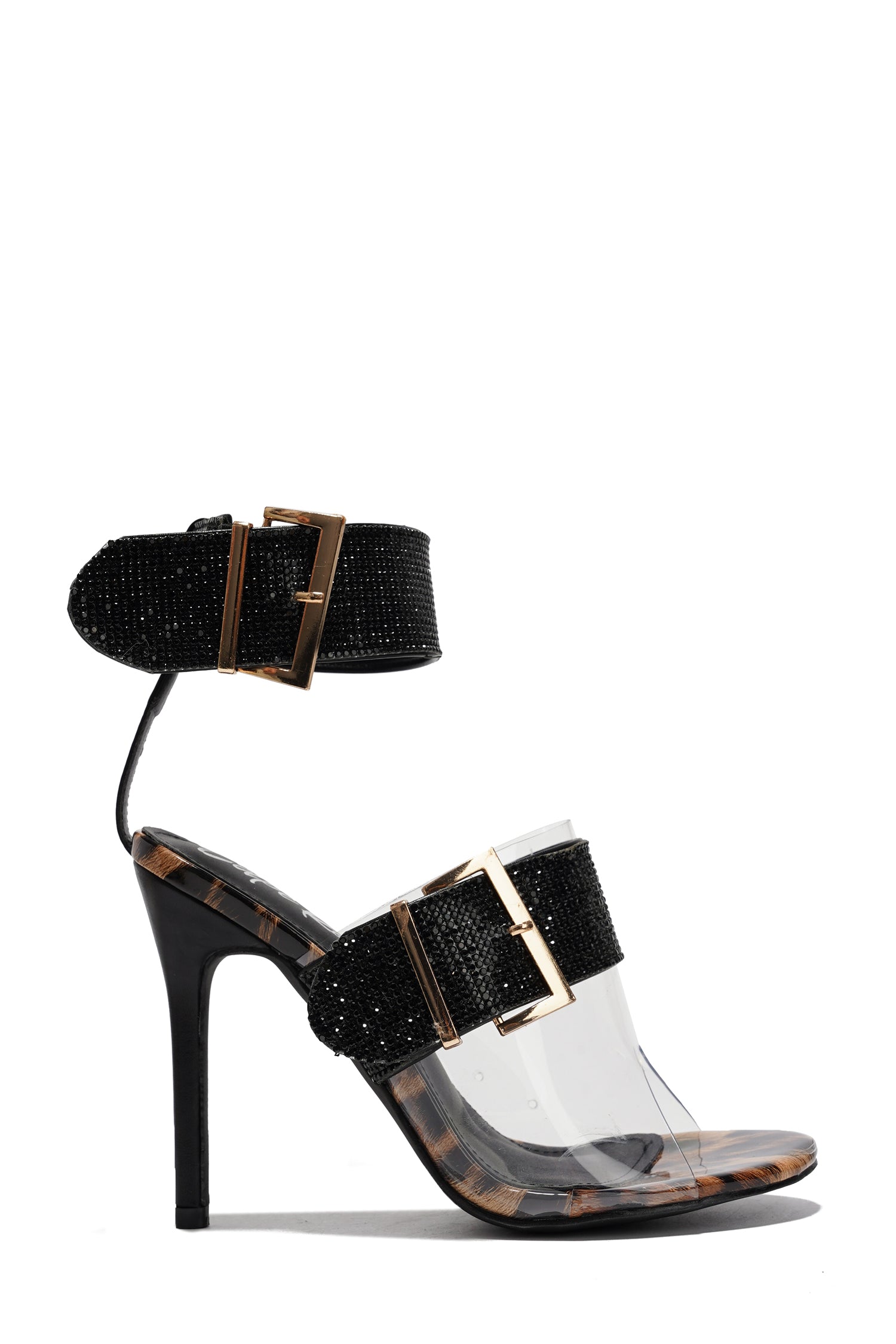 Everette Rhinestone-Coated Open Toe Heels - Black Cape Robbin Everette Rhinestone-Coated Open Toe Heels - Black Cape Robbin