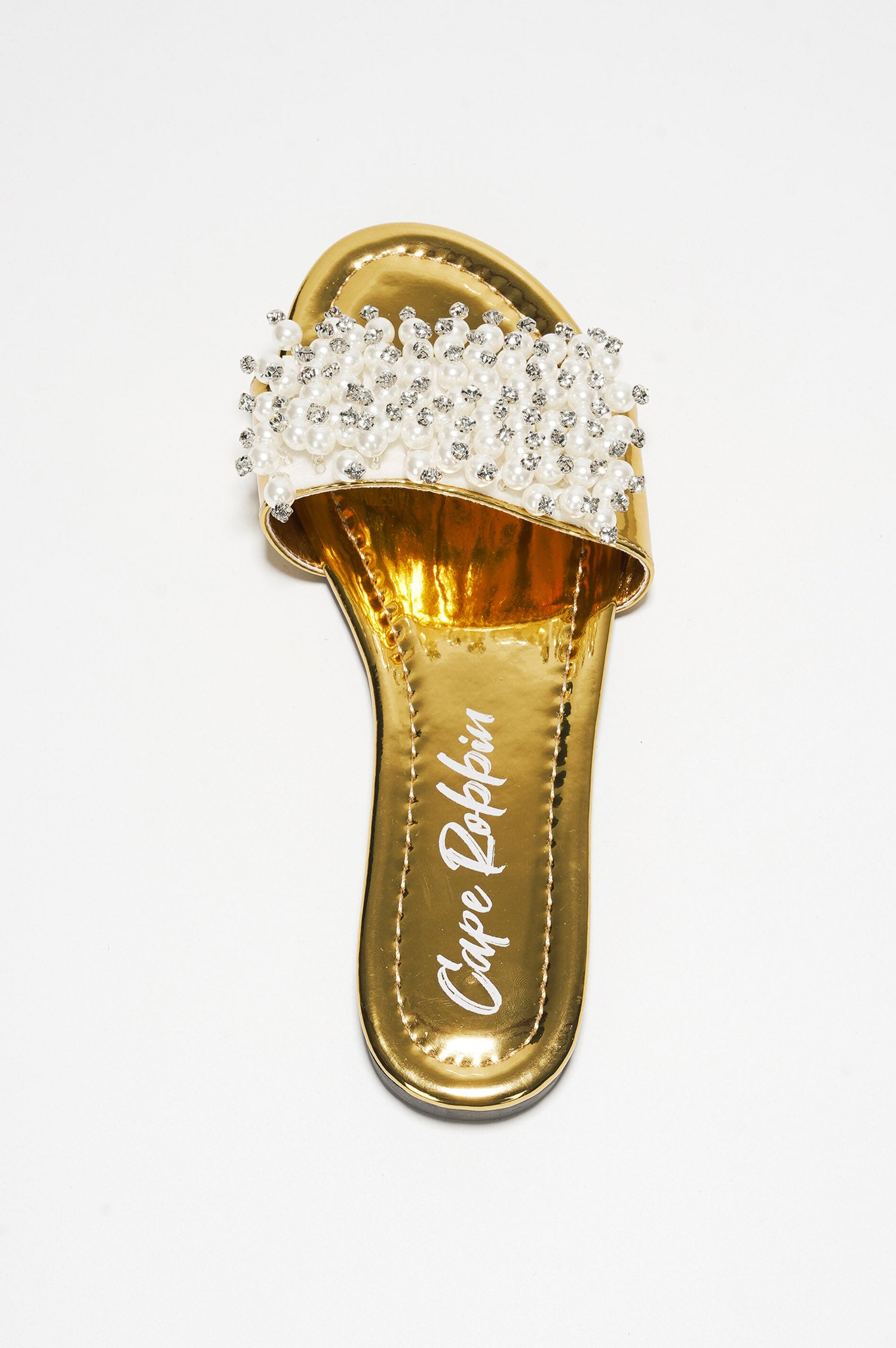Fara Glamorous Pearl Embellished Round Toe Slip On Sandals – Cape Robbin