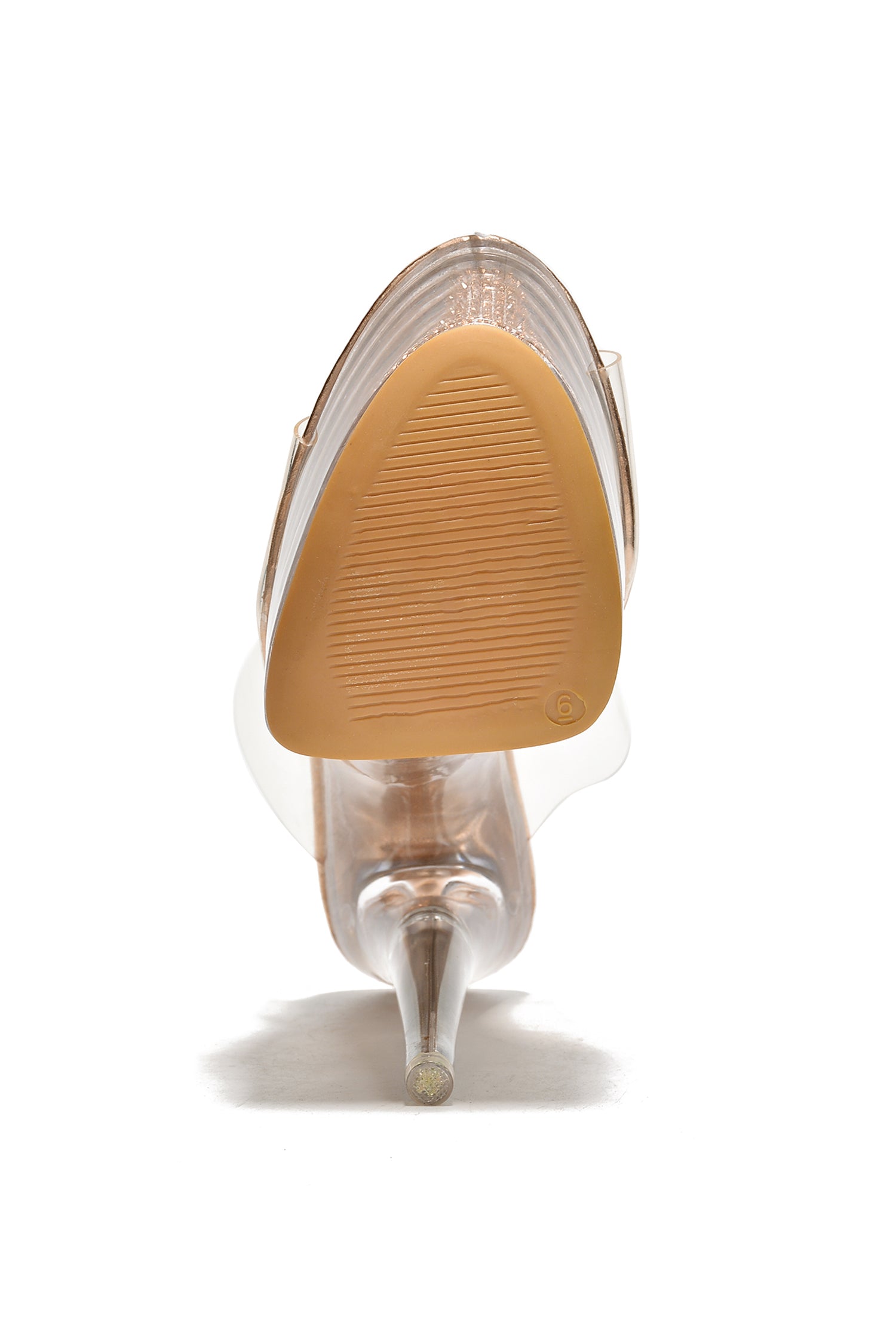 Ferrara Clear Platform Slip-On Rhinestone Transparent Straps, Round Toe Stiletto Heels - Rose Gold - Cape Robbin