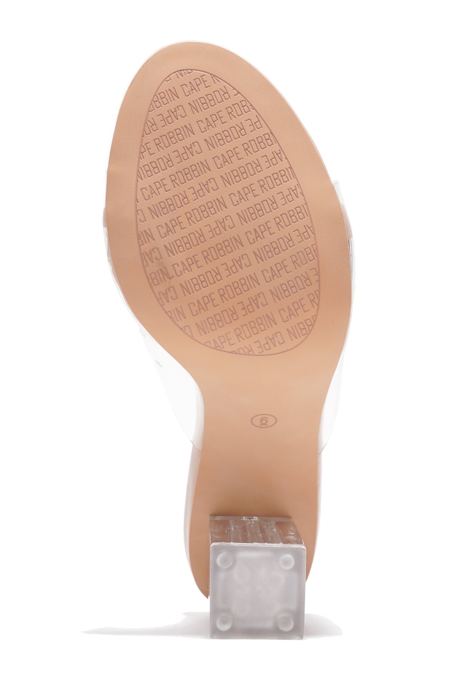 Fusion Clear Slip-On Transparent Straps, Round Toe Block Heels - Beige - Cape Robbin