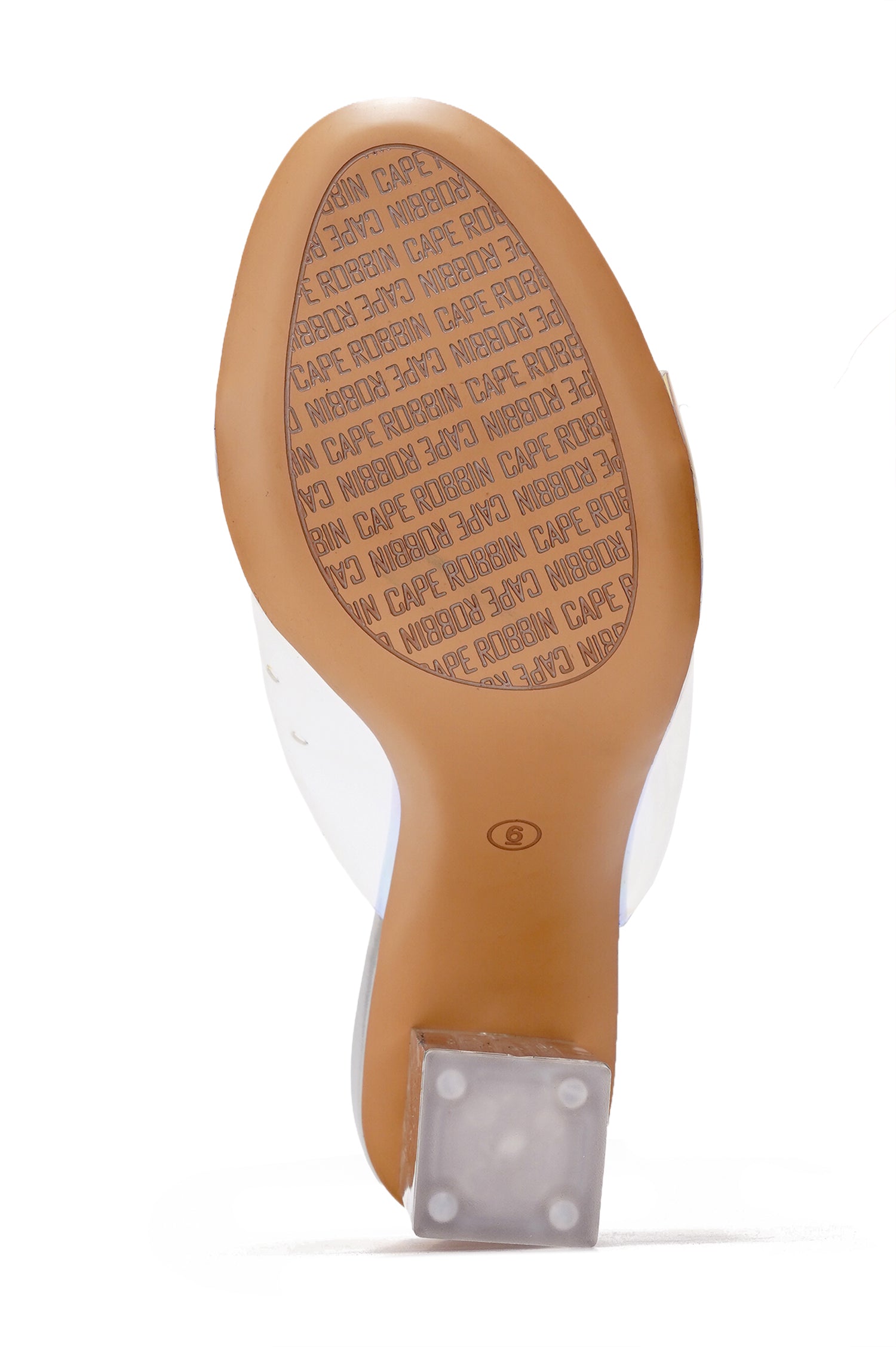 Fusion Clear Slip-On Transparent Straps, Round Toe Block Heels - Holographic - Cape Robbin
